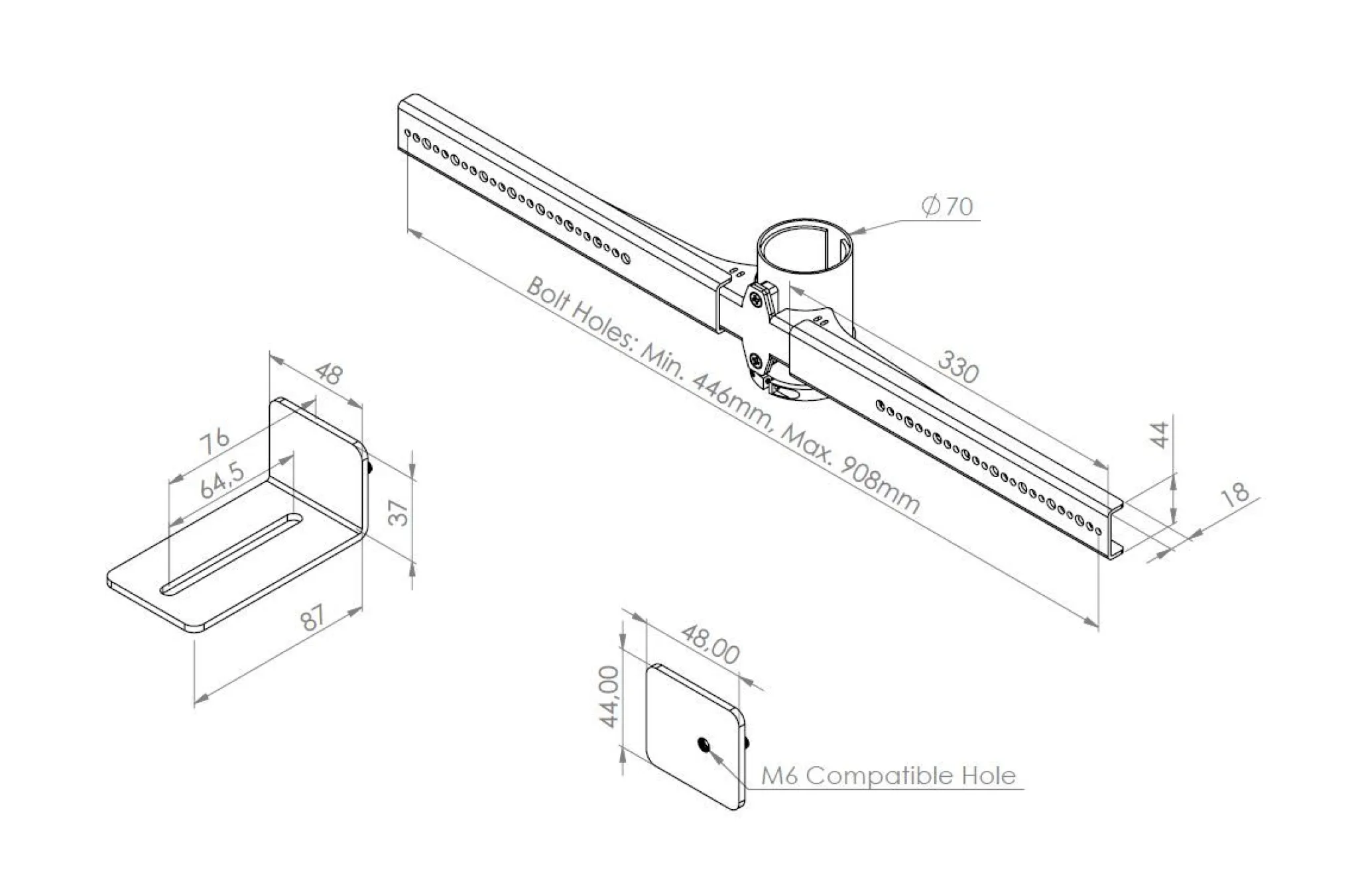 Cavus Universal soundbar beslag til StandView