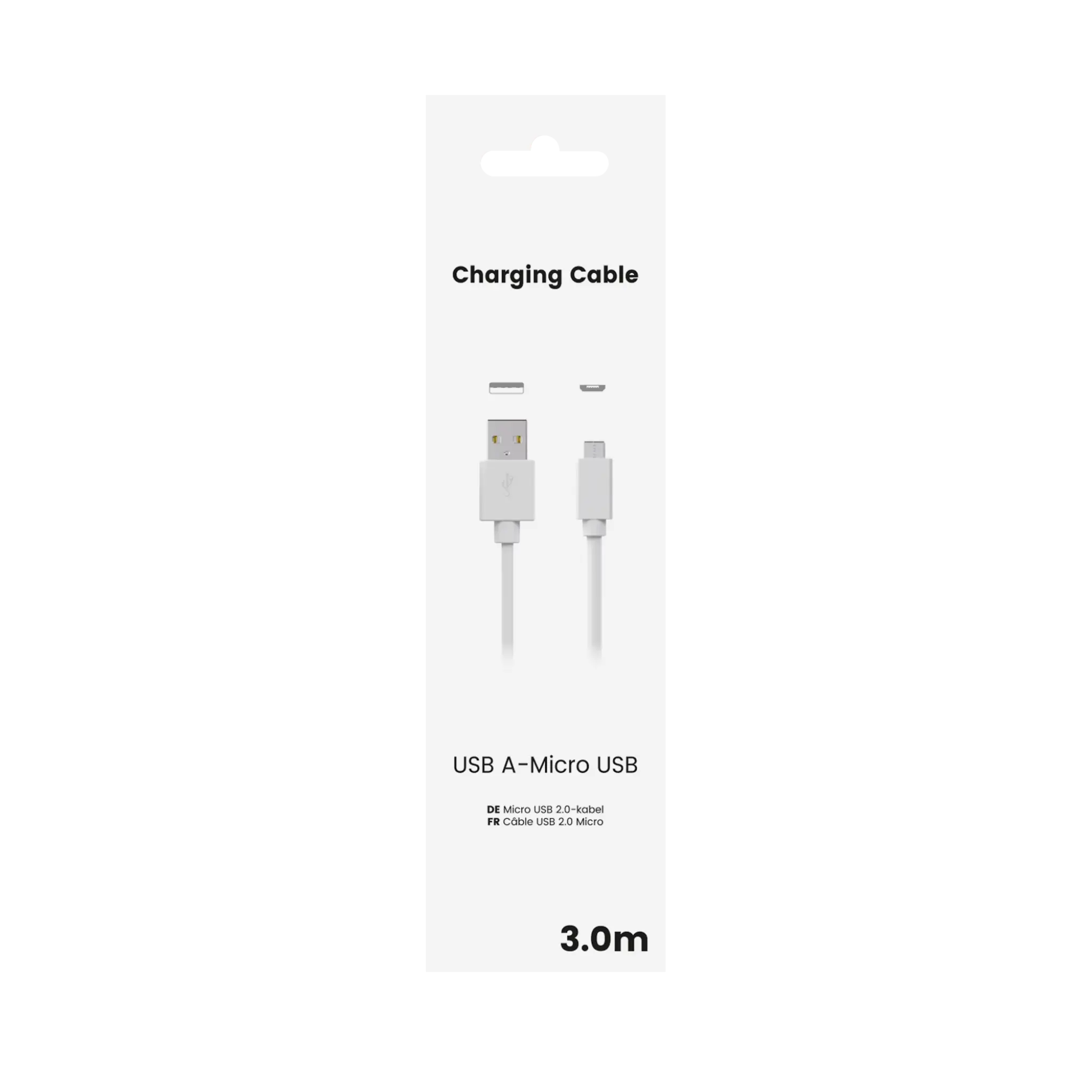 Sinox USB A til USB Micro kabel. 3m. Hvid