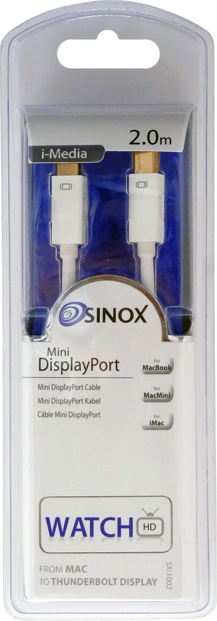 Sinox Mini DisplayPort™ kabel. 2m. Hvid