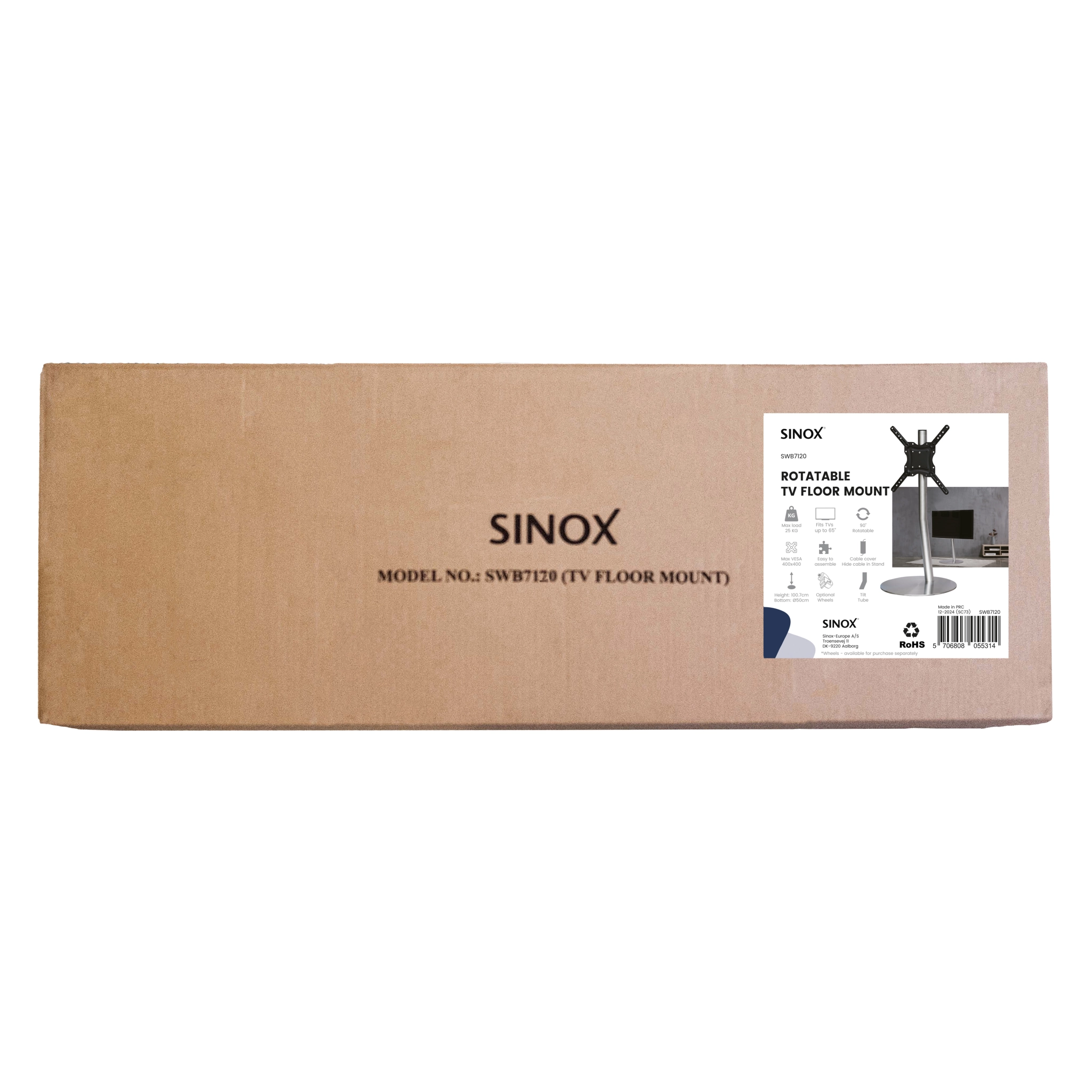 Sinox StandView TV gulvstand, vinklet med drejbar top. 26"-65". Alu finish Sinox StandView TV gulvstand, vinklet med drejbar top. 26"-65". Alu finish