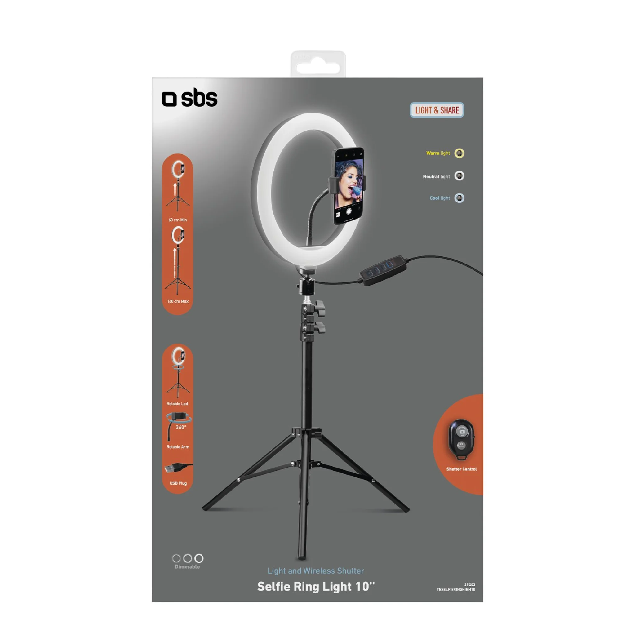SBS Ring Light med justerbar tripod