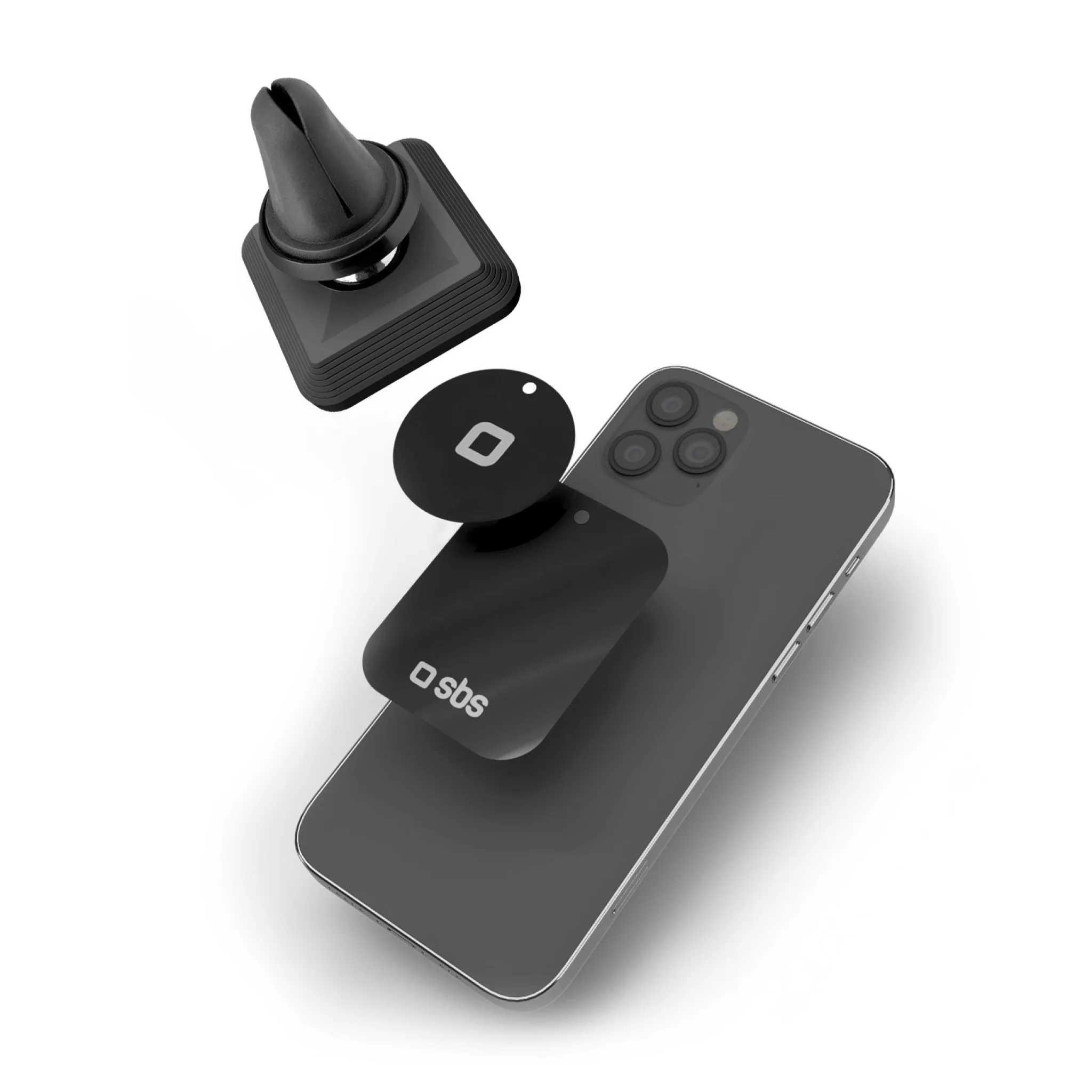 SBS magnetisk firkantet mobilholder til bilen. Sort
