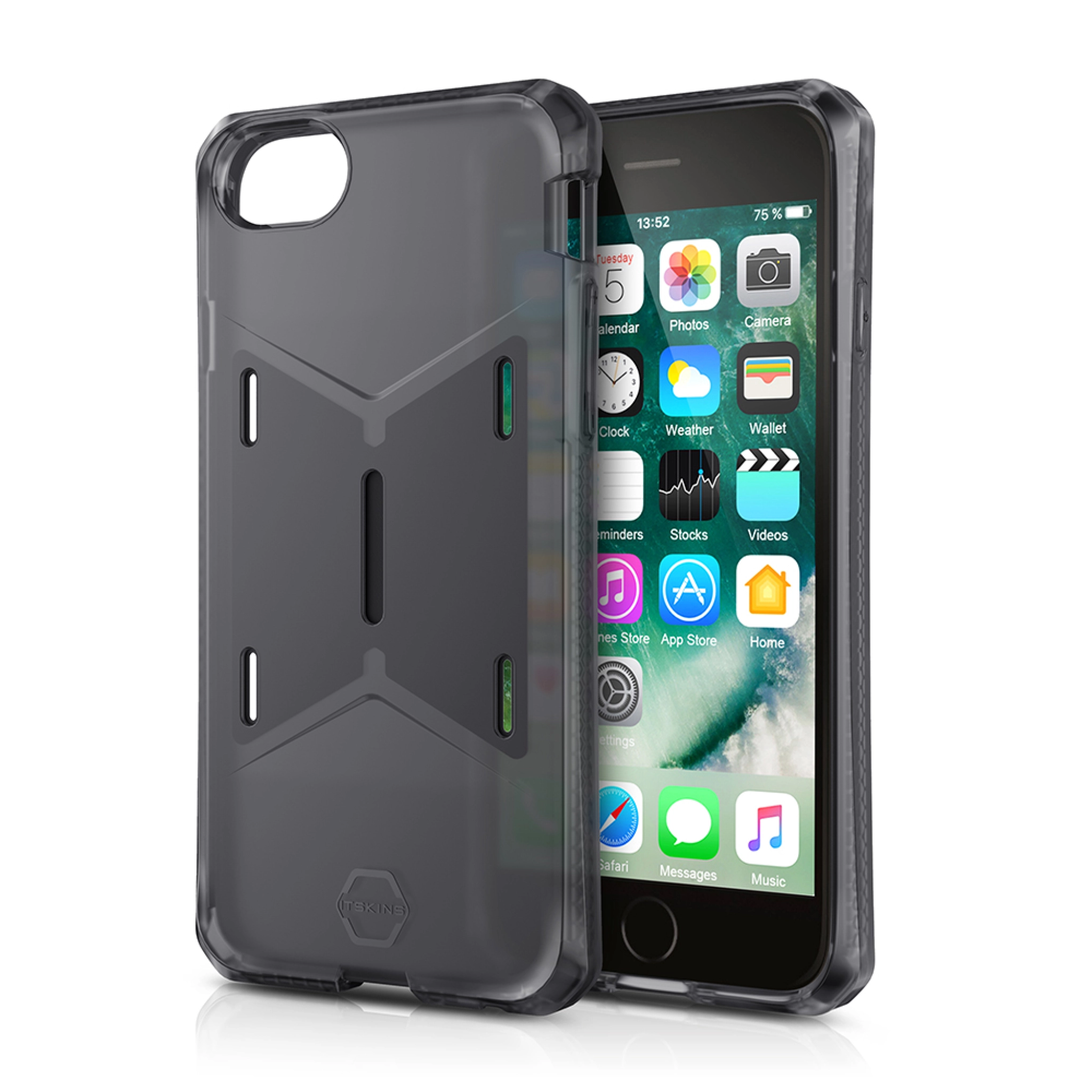 ITSKINS MAGNETA MOUNT cover til iPhone 8 / 7 / 6s / 6® + mobilholder til bilen. Sort