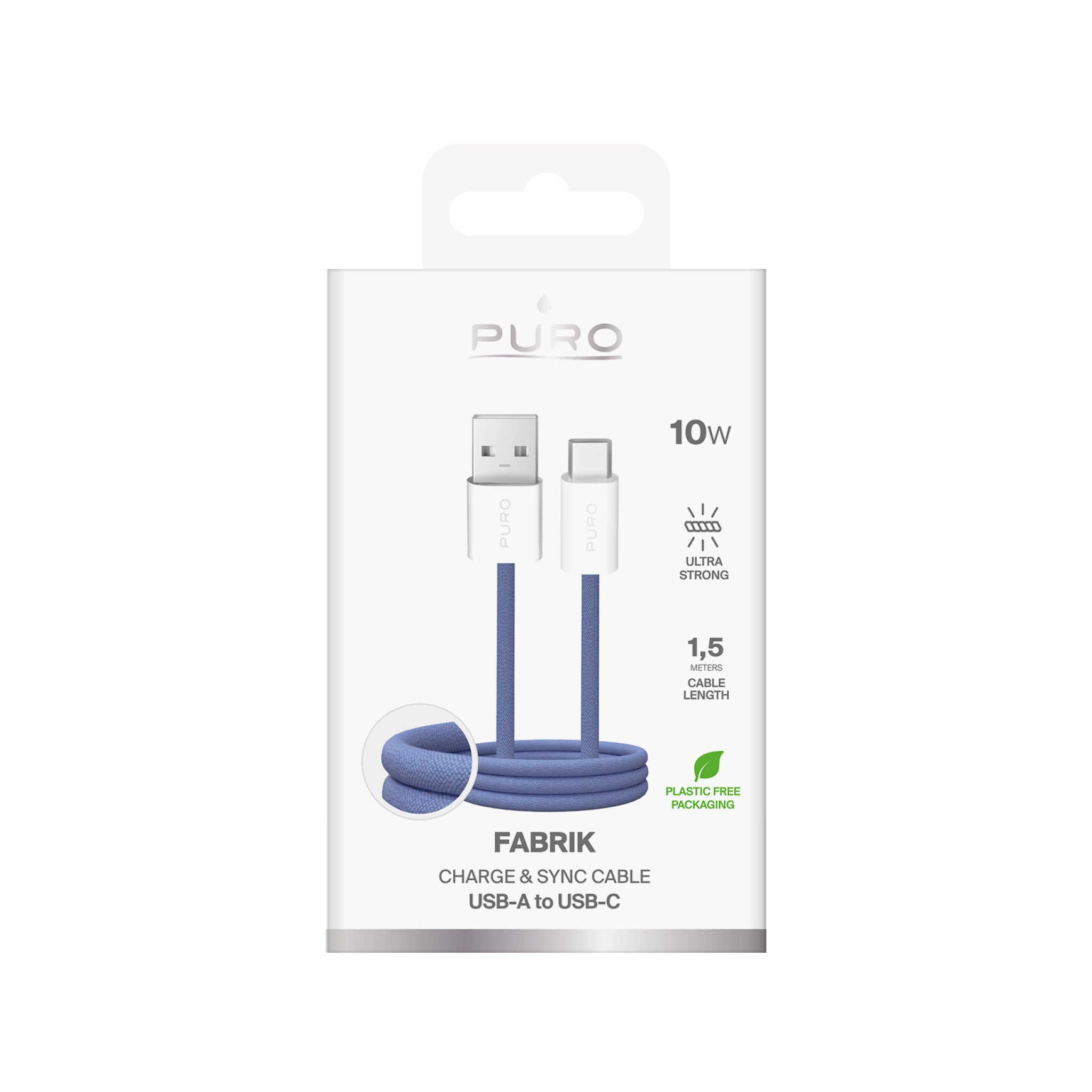 PURO Fabrik 2.0 USB-A - USB-C opladnings- og synkroniseringskabel