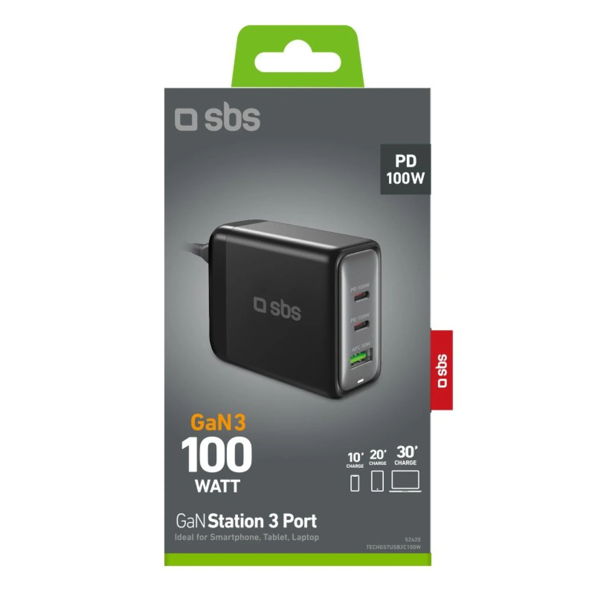 SBS 100 Watt GaN-ladestation. Sort