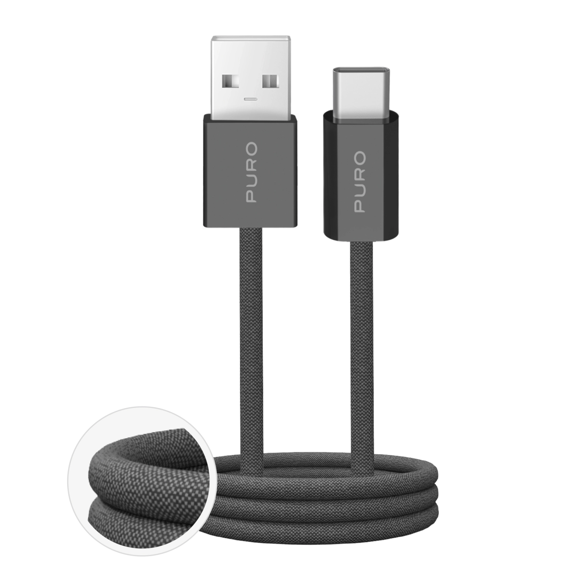 PURO Fabrik 2.0 USB-A - USB-C opladnings- og synkroniseringskabel
