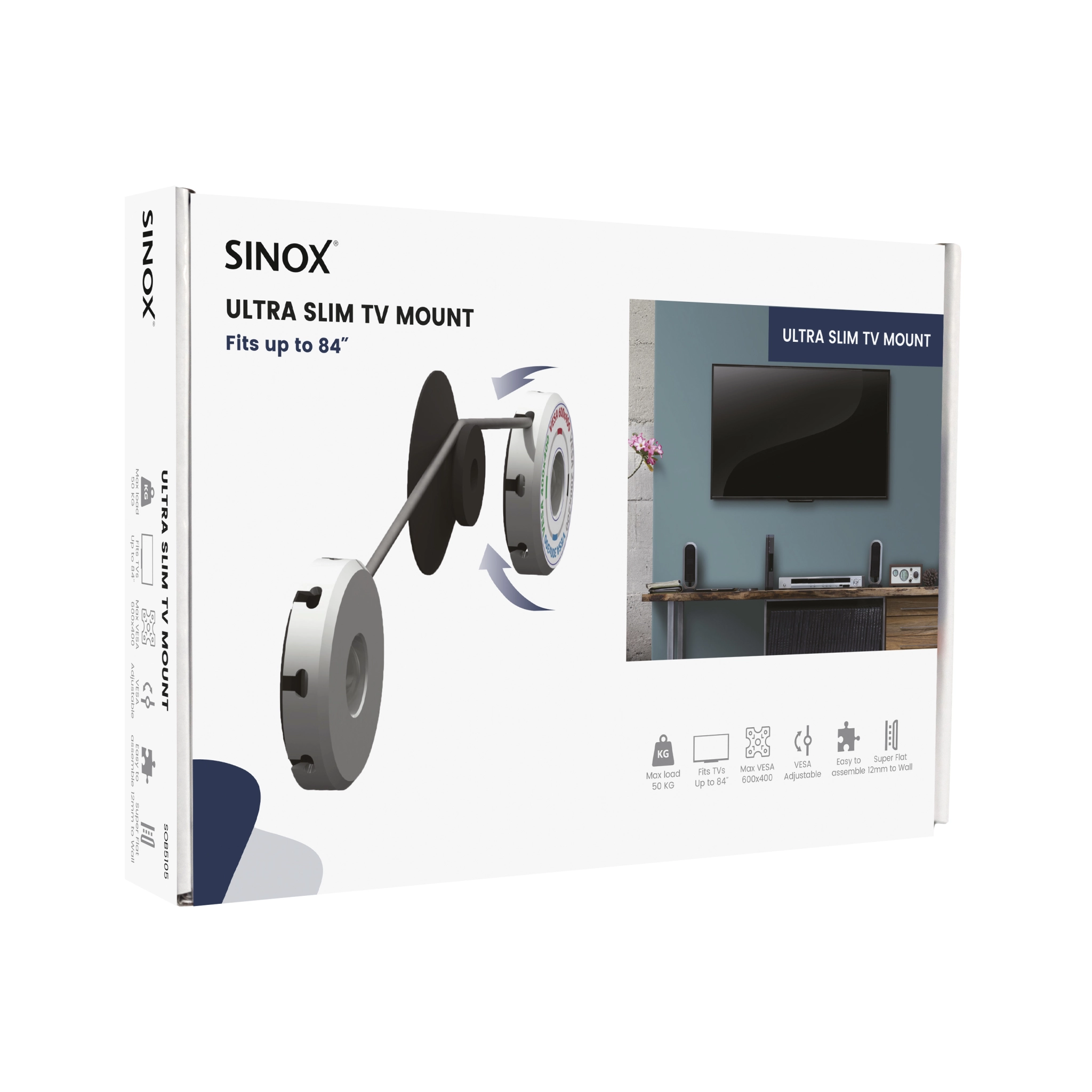 Sinox One TV ultra slim vægbeslag. 19"-84"