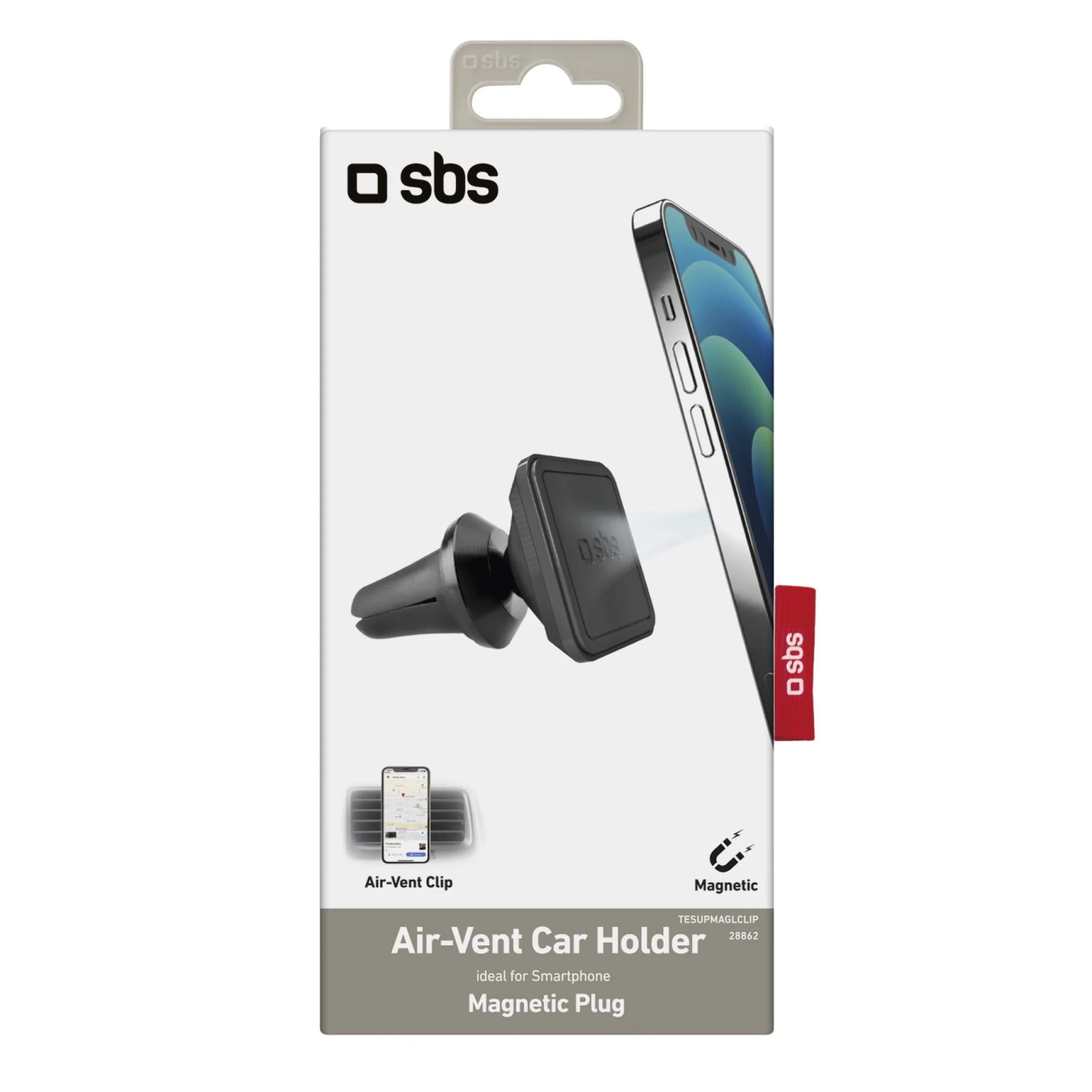 SBS magnetisk firkantet mobilholder til bilen. Sort