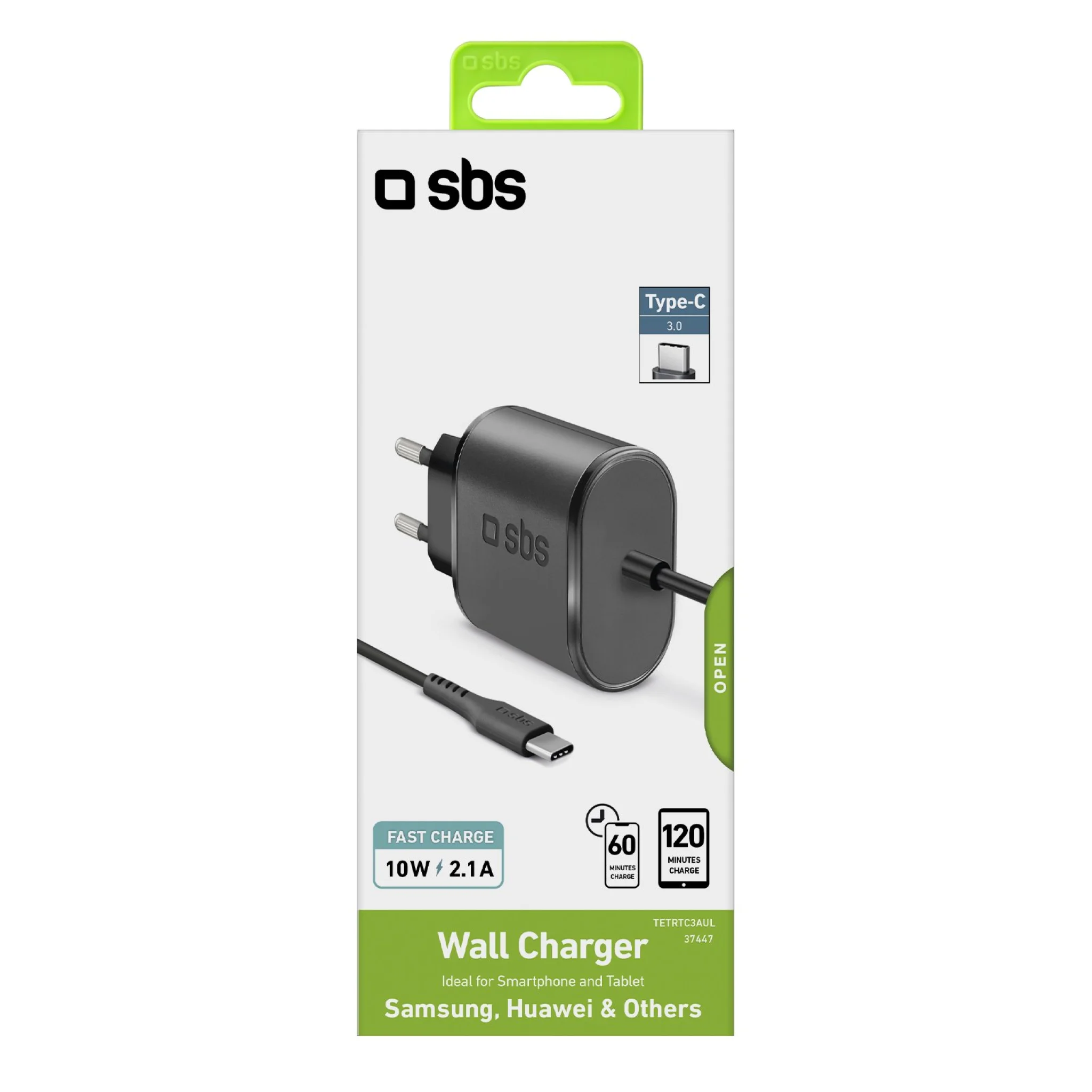 SBS 3100 mAh oplader. 2A. Sort