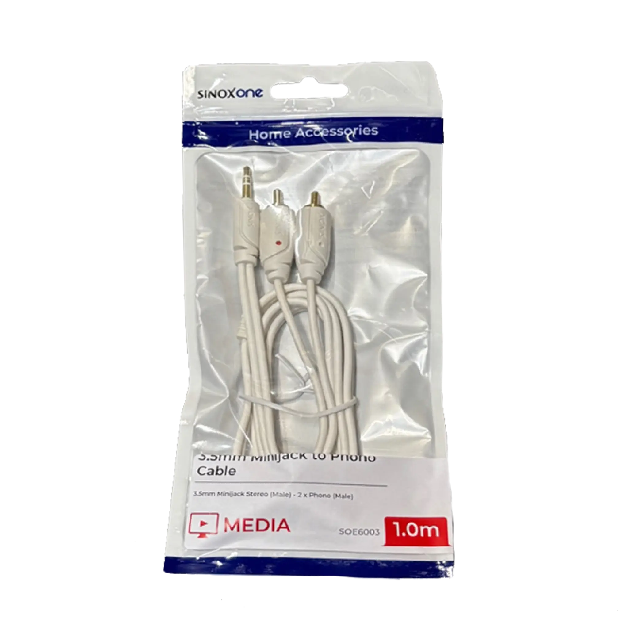 Sinox One mini jack til phono kabel. 1m. Hvid
