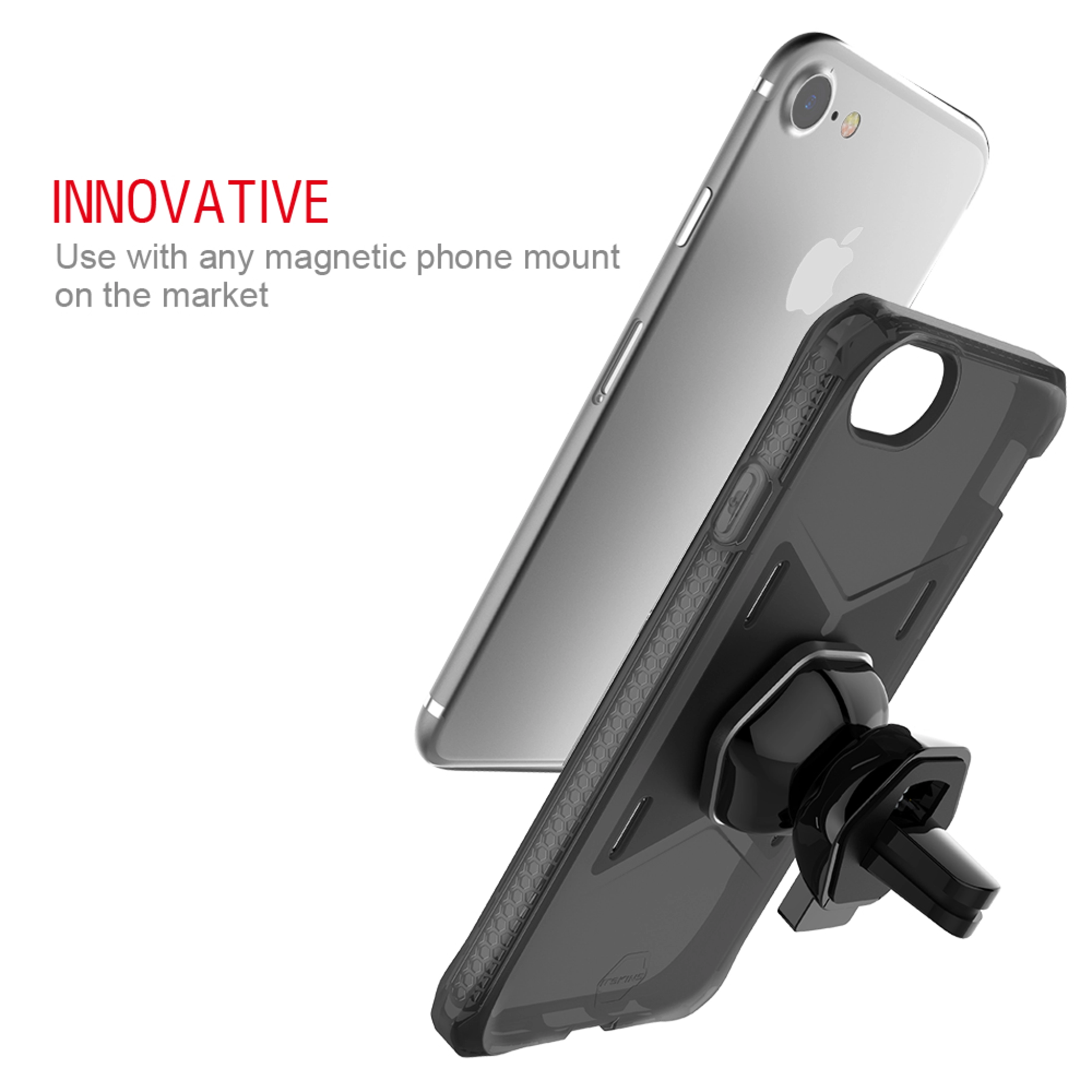 ITSKINS MAGNETA MOUNT cover til iPhone 8 / 7 / 6s / 6® + mobilholder til bilen. Sort