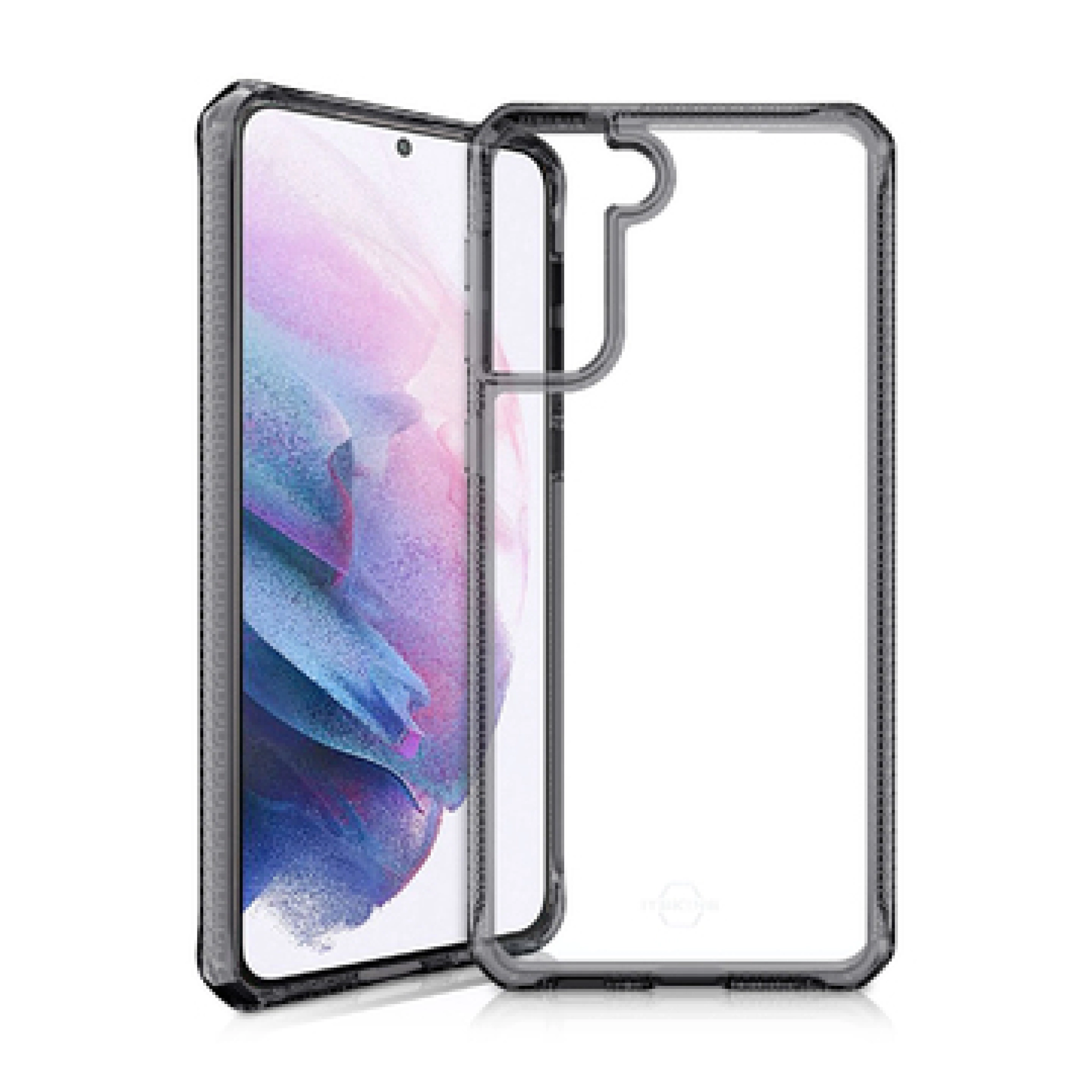 ITSKINS HYBRID CLEAR cover til Samsung Galaxy S21 + 4G / 5G®. Sort og gennemsigtig