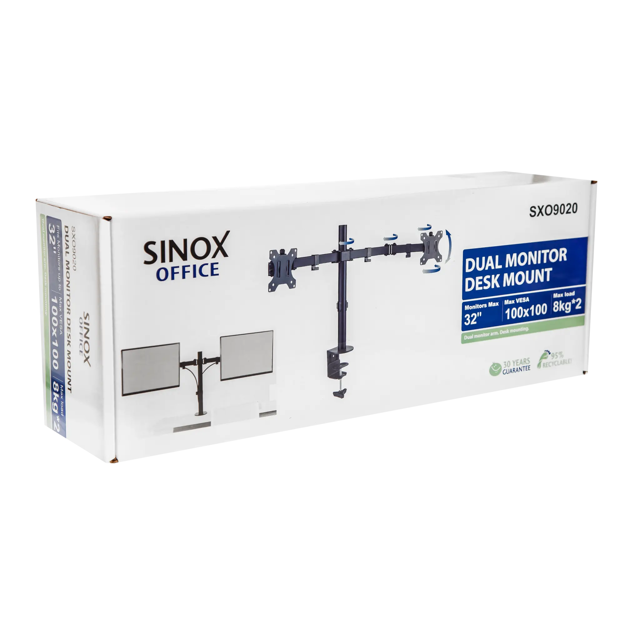 Sinox Office dobbelt skærm skrivebordsbeslag. Op til 32". Sort Sinox Office dobbelt skærm skrivebordsbeslag. Op til 32". Sort