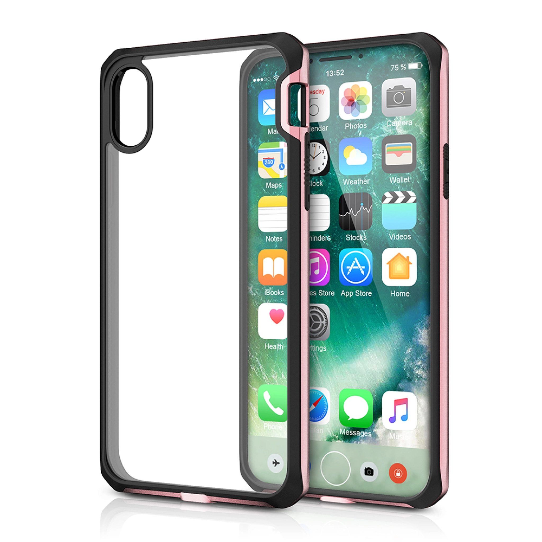 ITSKINS HYBRID EDGE cover til iPhone XS / X®. Rosa og sort