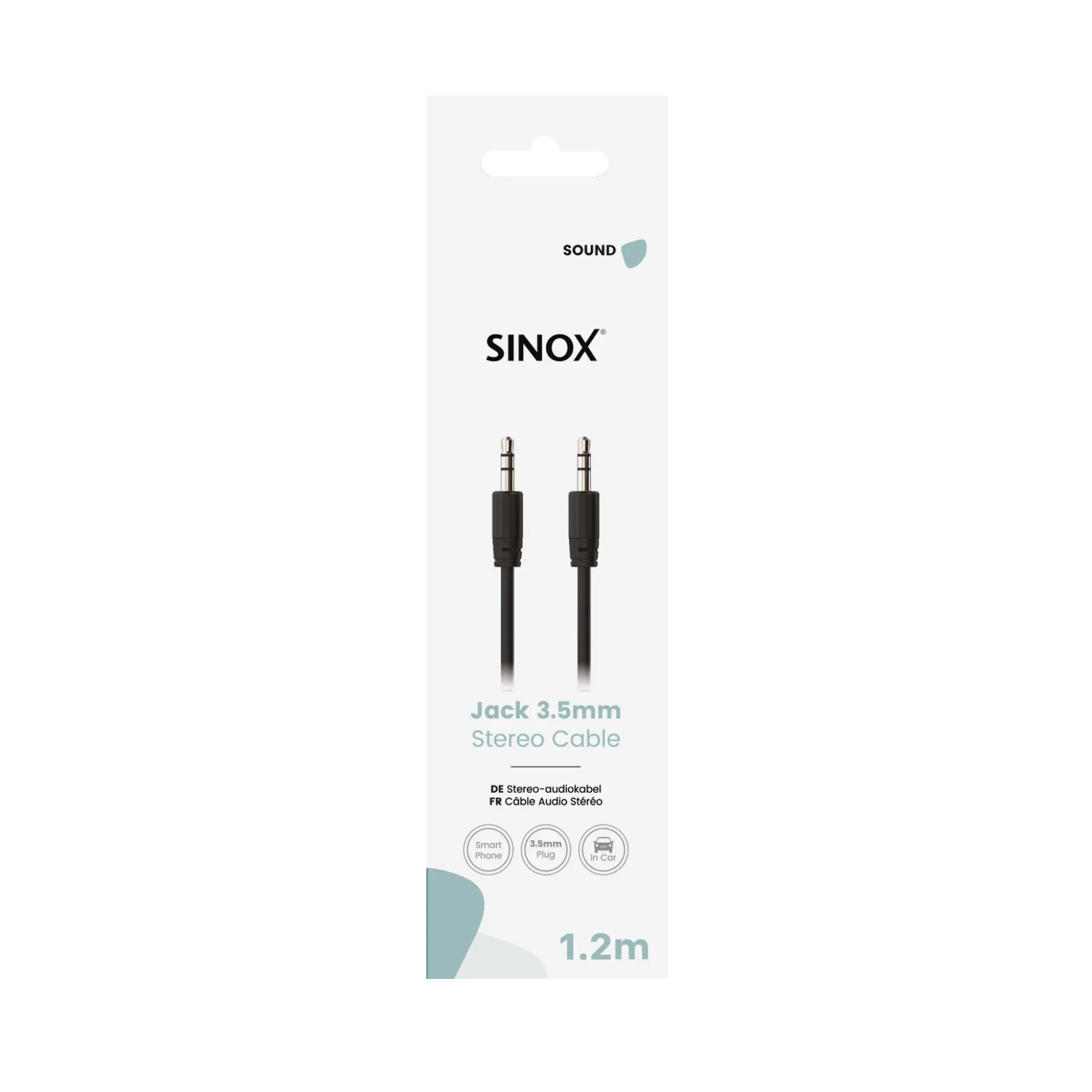 Sinox mini jack kabel. 1,2m. Sort