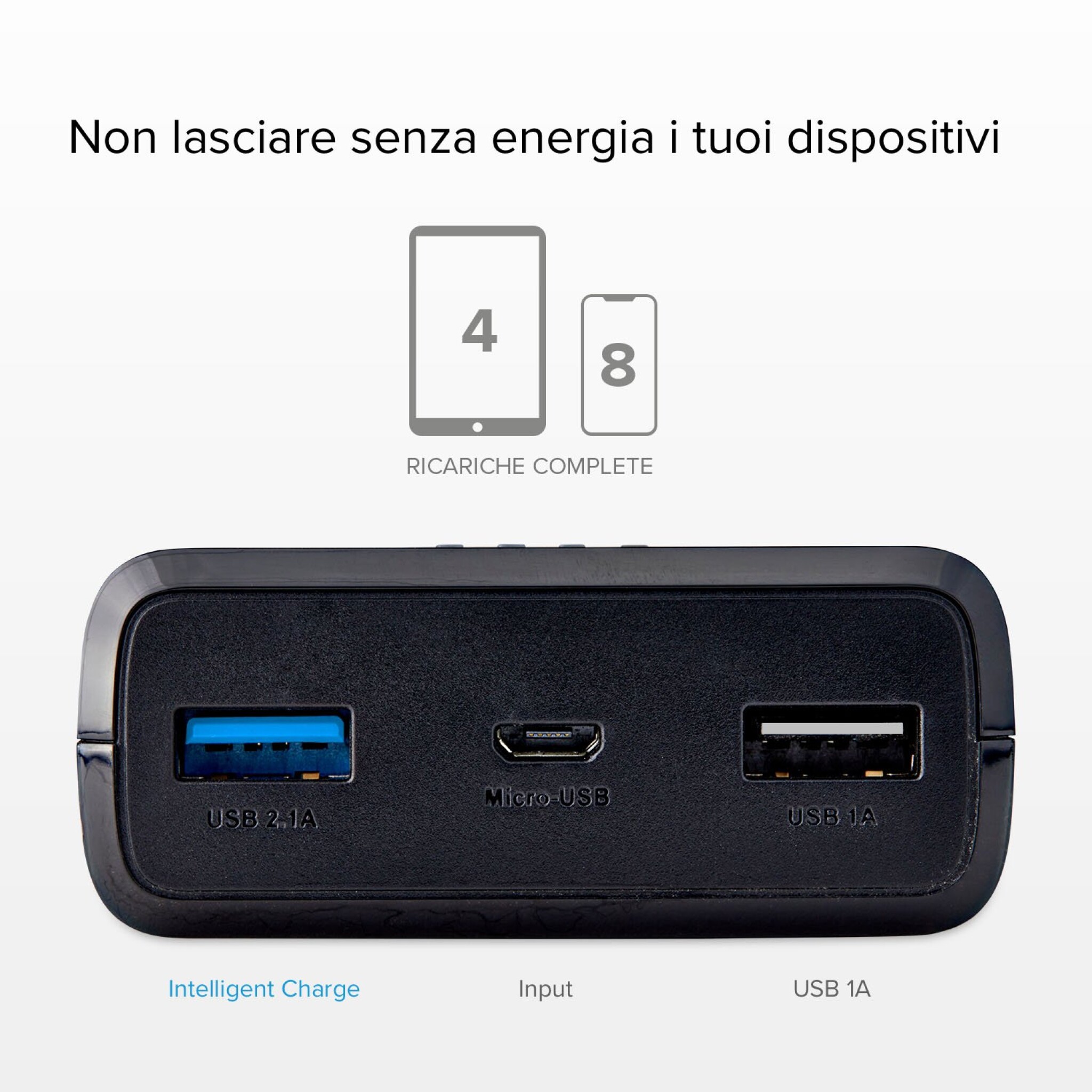 SBS hurtigtopladende powerbank. 20,000 mAh. Sort