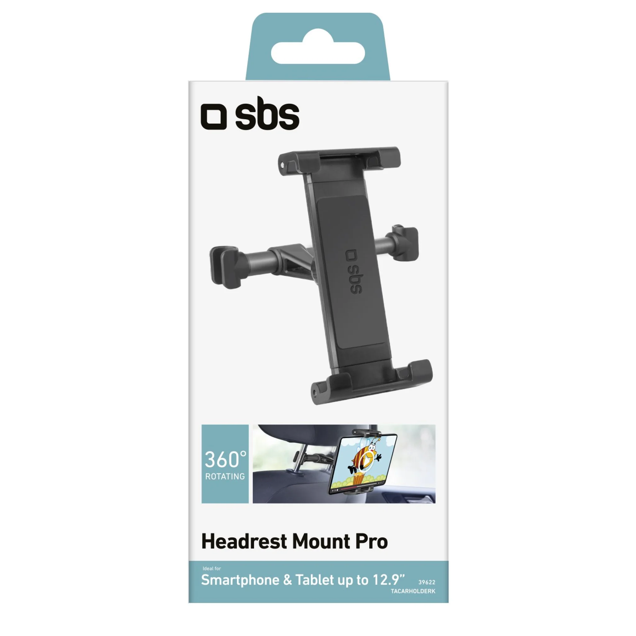SBS nakkestøtteholder til smartphones og tablets op til 12,9"