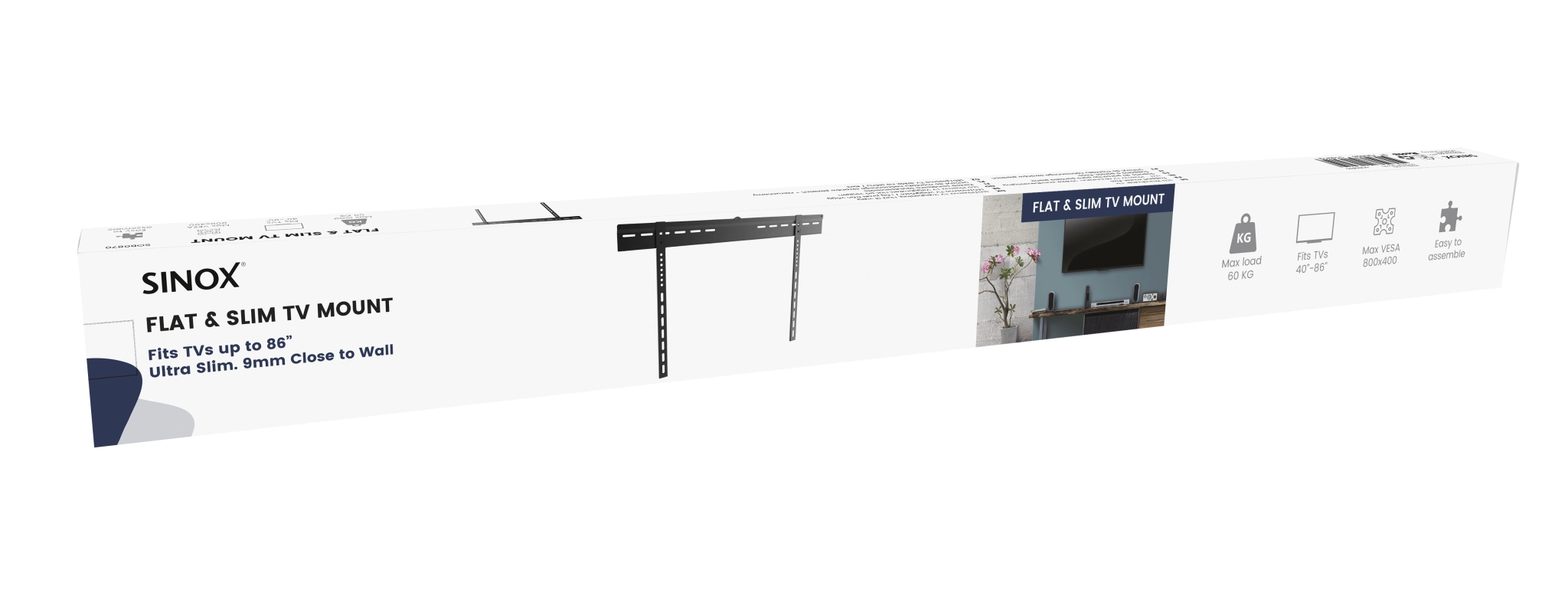 Sinox One TV vægbeslag. 40"-84". Sort