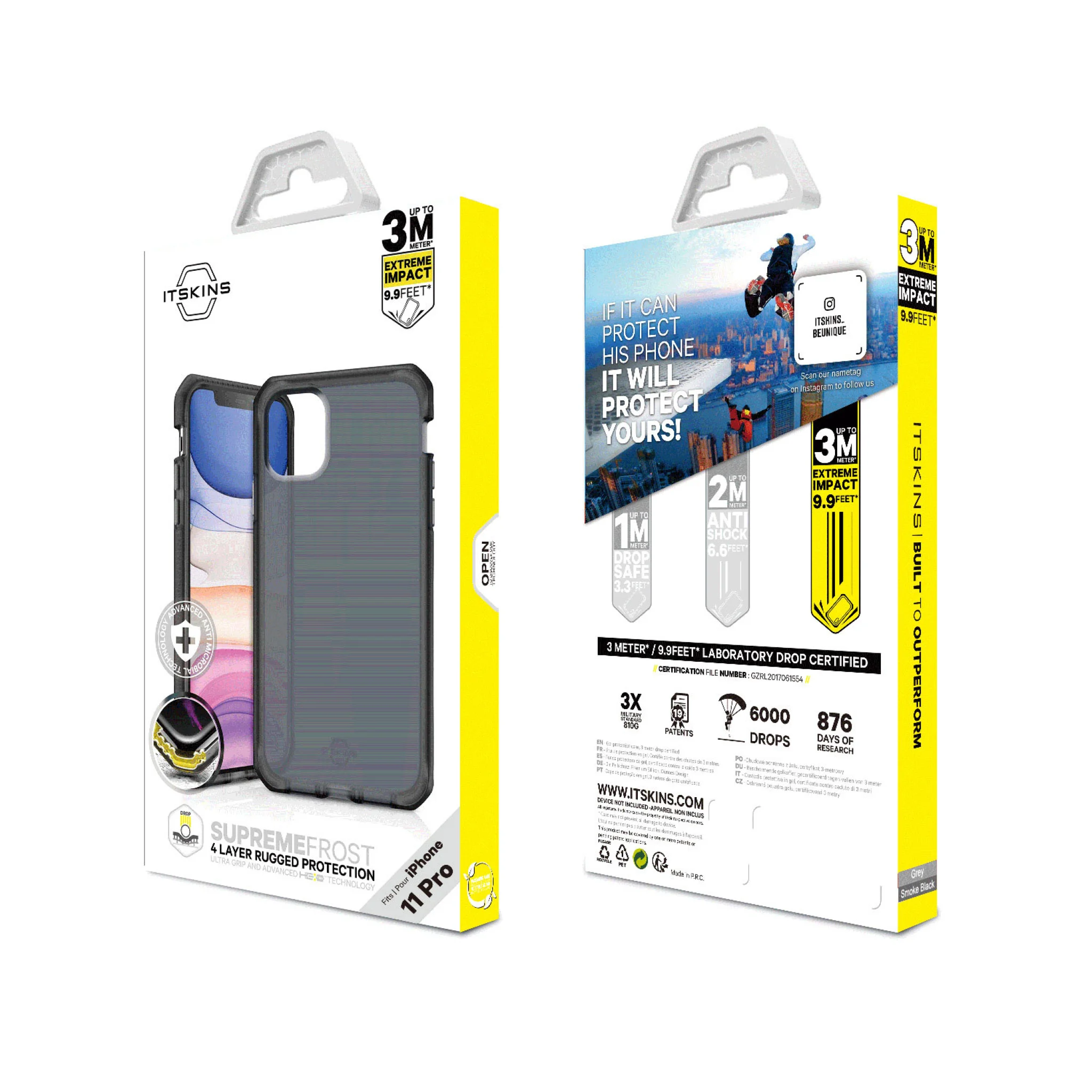 ITSKINS SUPREME FROST cover til iPhone 11 Pro / XS / X®. Grå og sort