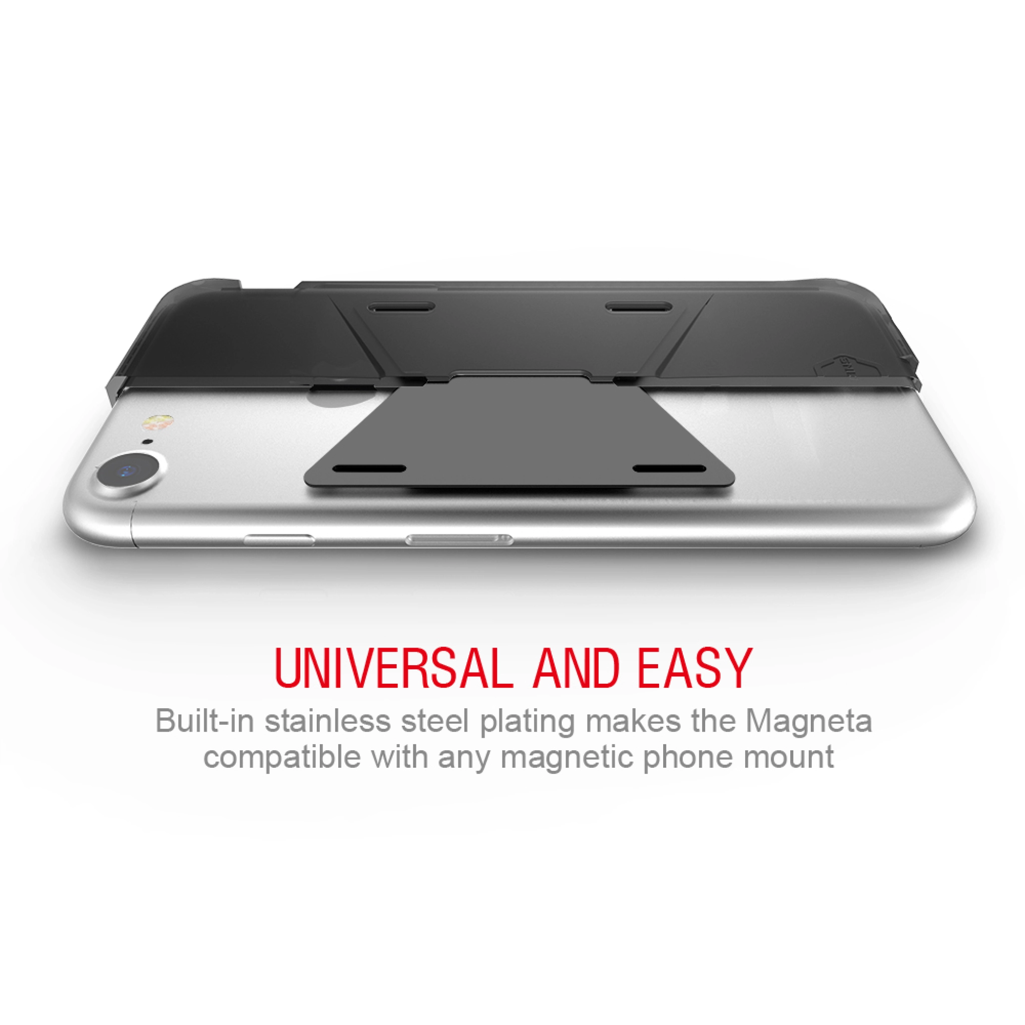 ITSKINS MAGNETA cover til iPhone 8 Plus / 7 Plus / 6s Plus / 6 Plus® + mobilholder til bilen. Sort
