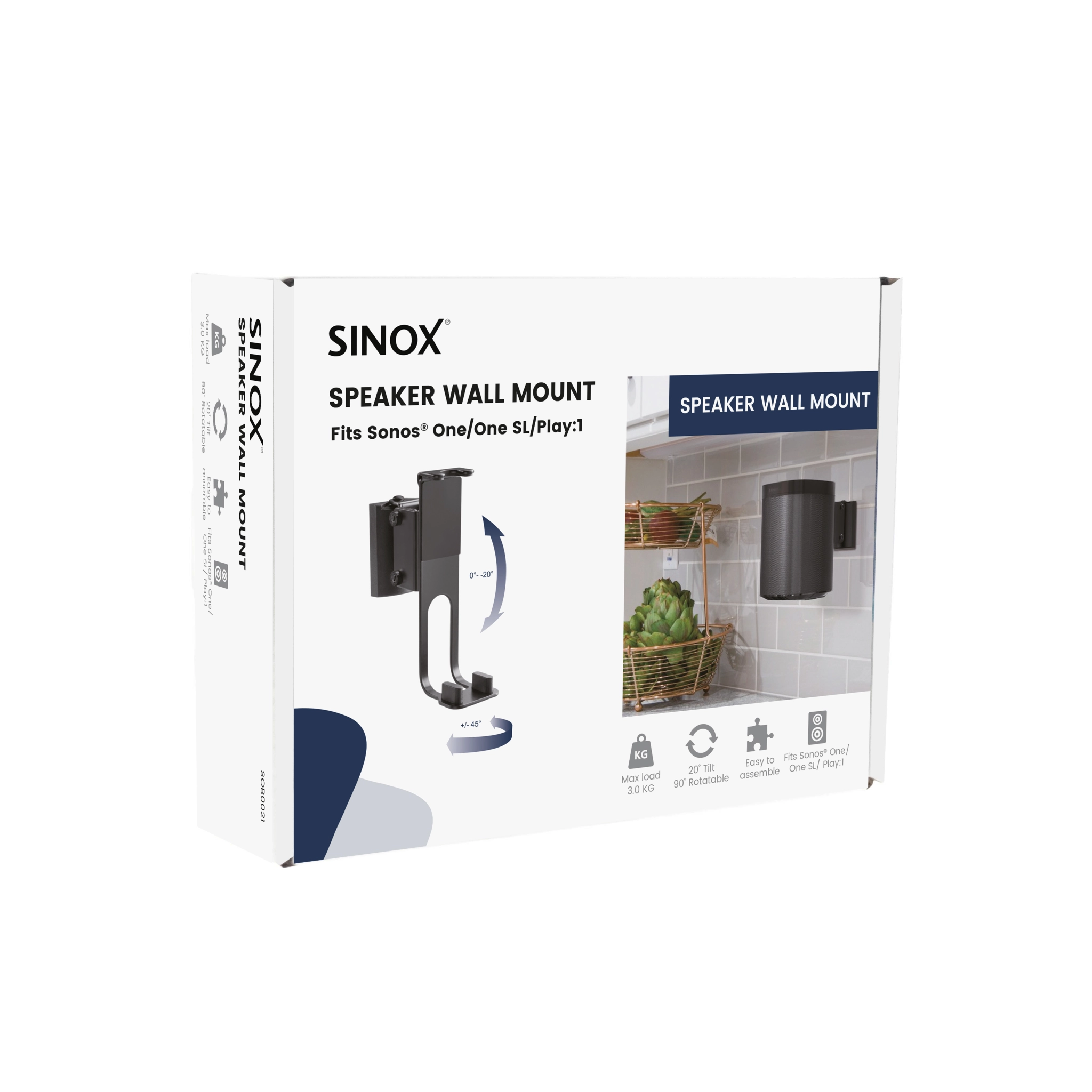 Sinox One SONOS® One, One SL, Play:1 højttalerbeslag. Sort Sinox One SONOS® One, One SL, Play:1 højttalerbeslag. Sort