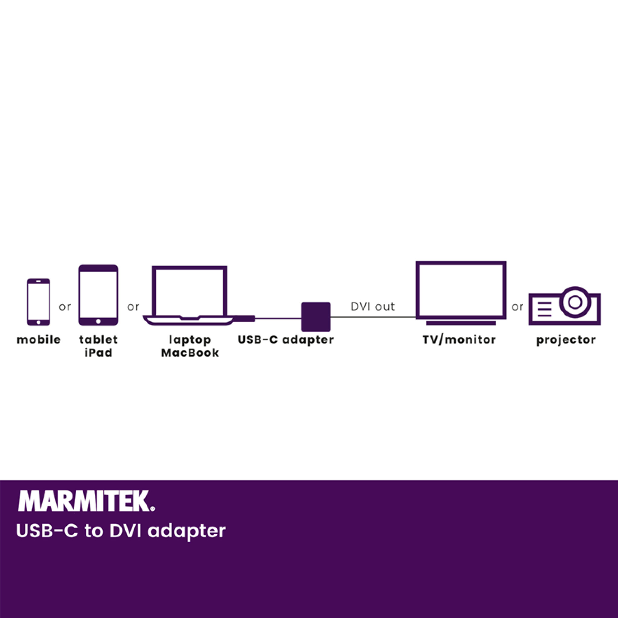 Marmitek USB-C to DVI adapter. 0,15m