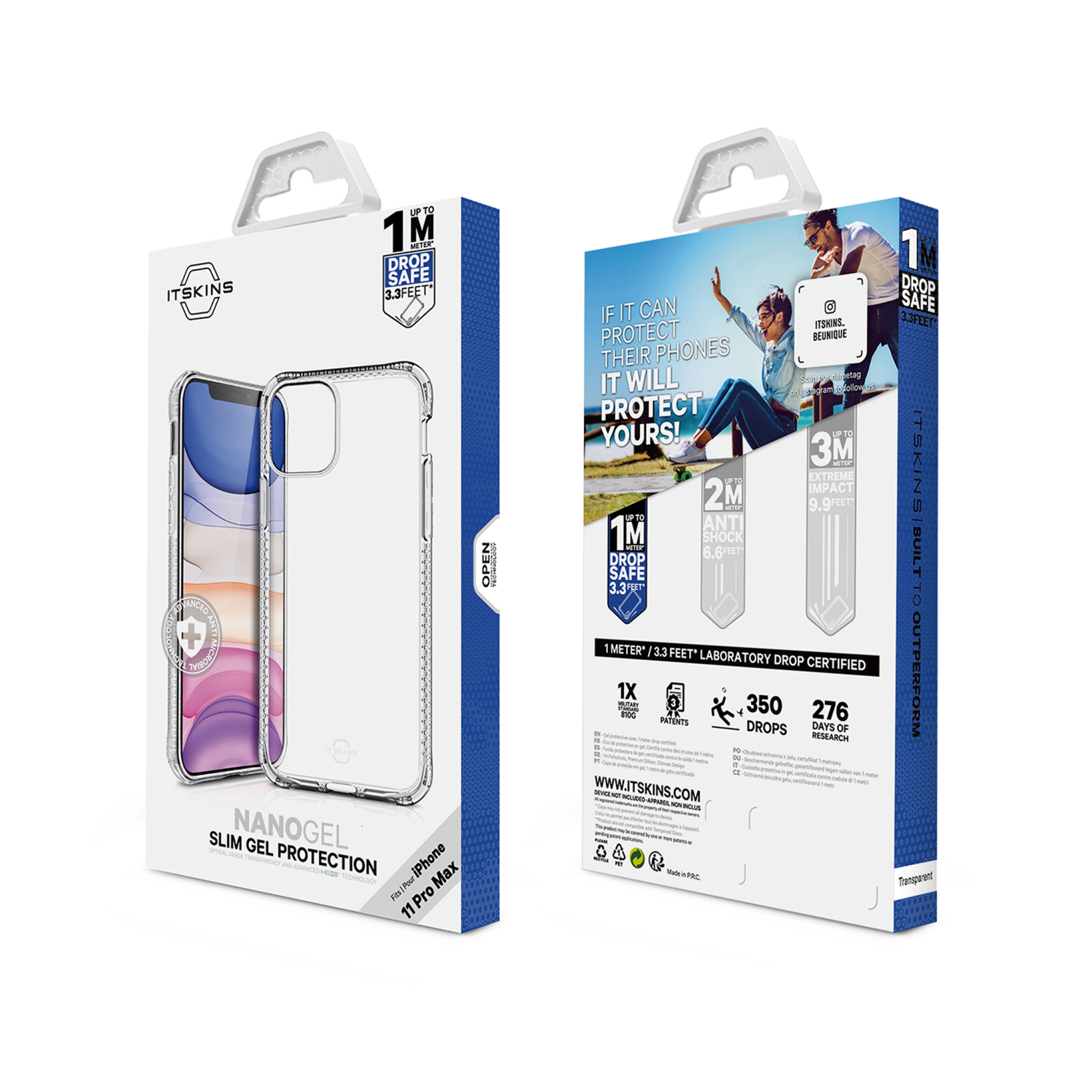 ITSKINS NANO GEL cover til iPhone 11 Pro Max / XS Max®. Gennemsigtig ITSKINS NANO GEL cover til iPhone 11 Pro Max / XS Max®. Gennemsigtig