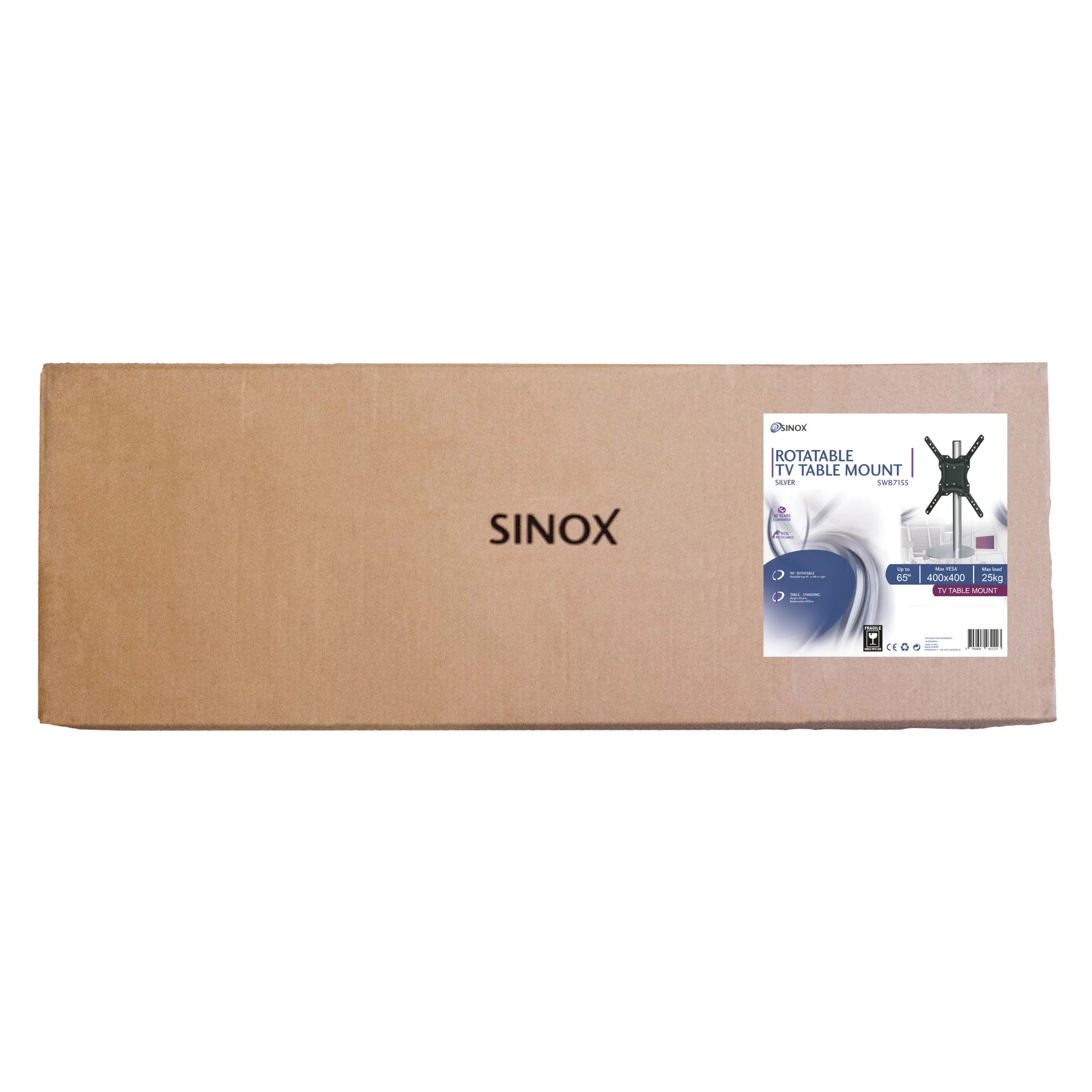 Sinox StandView TV bordstand med drejbar top. 26"-55". Alu finish