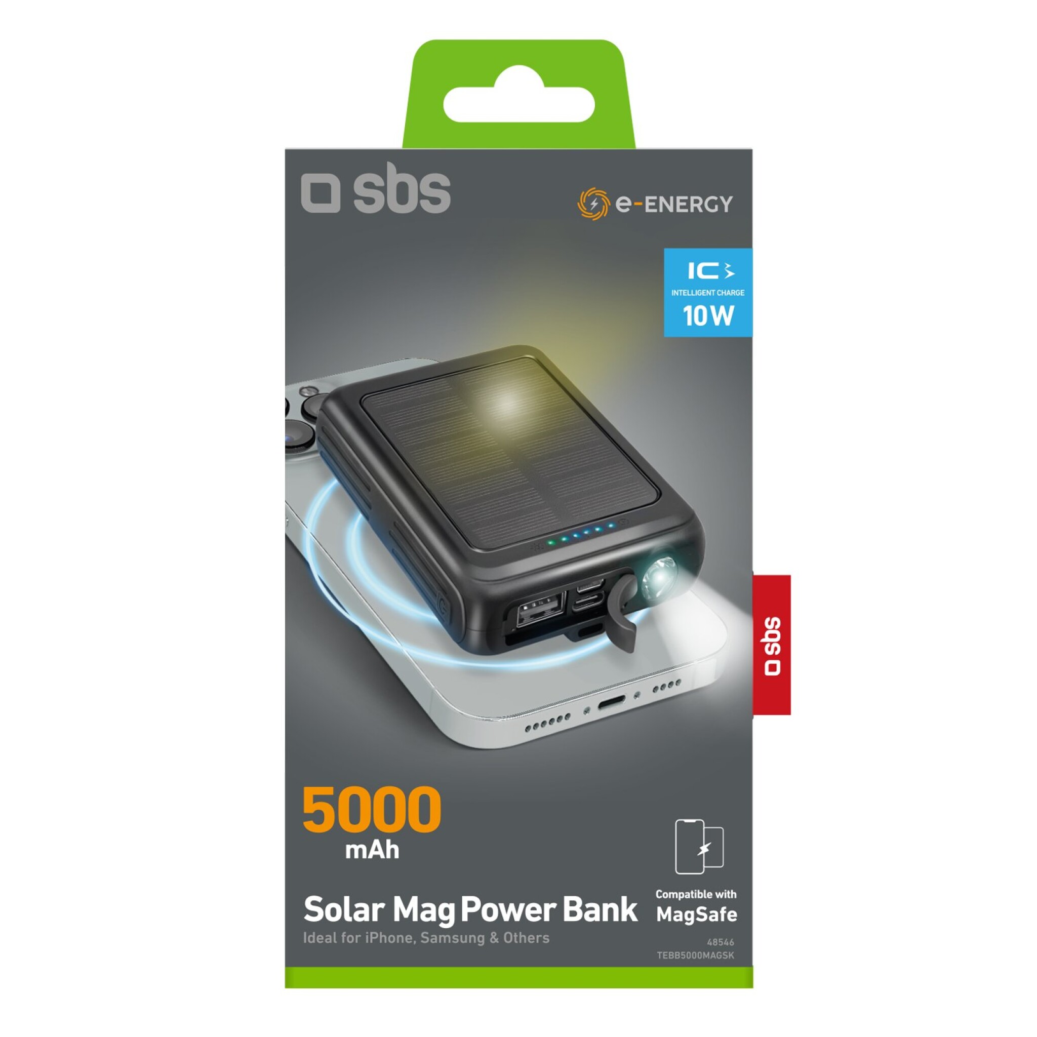 Sbs 5000mAh solar power bank. Sort