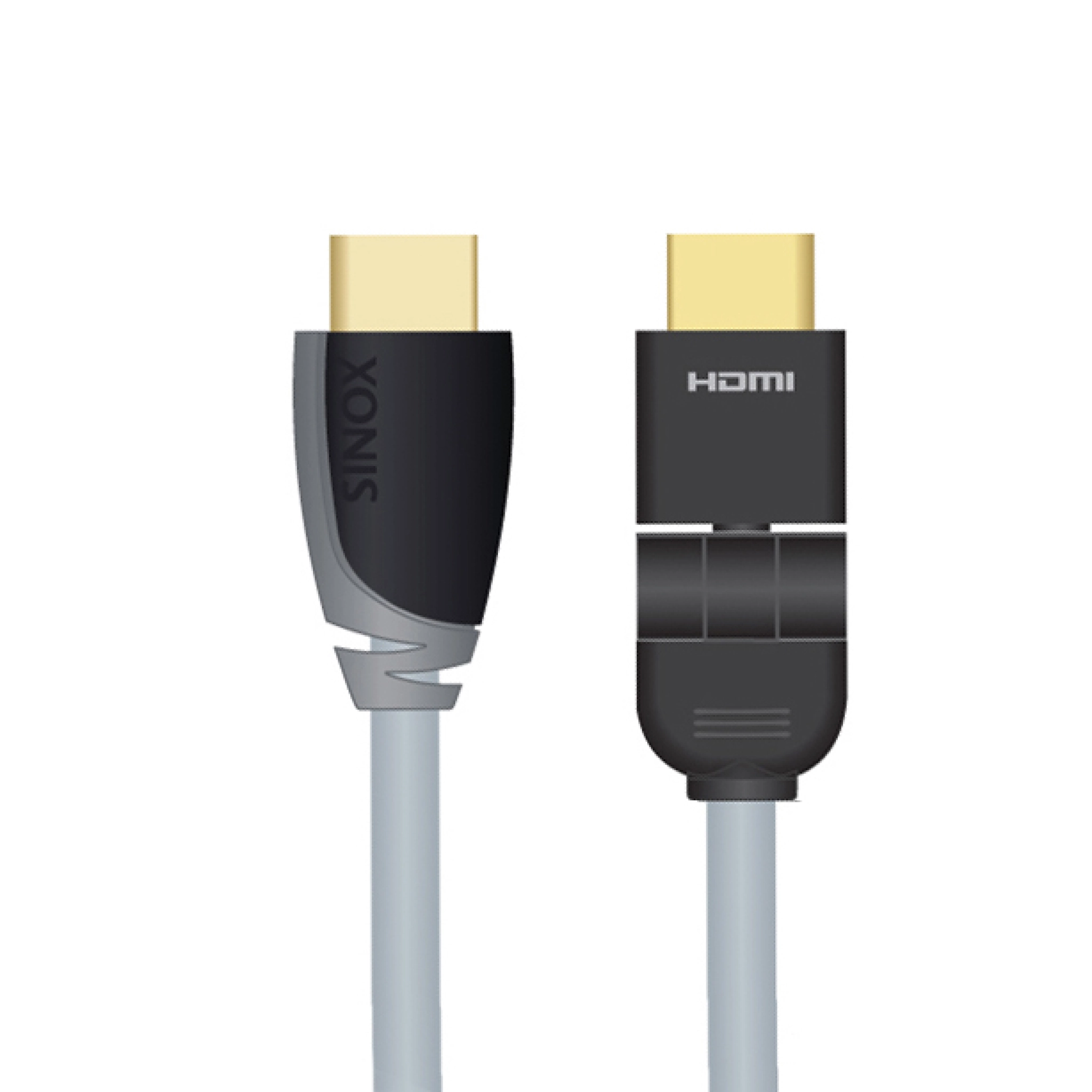 Sinox HDMI™ kabel m/Ethernet. 1m. Grå/sort