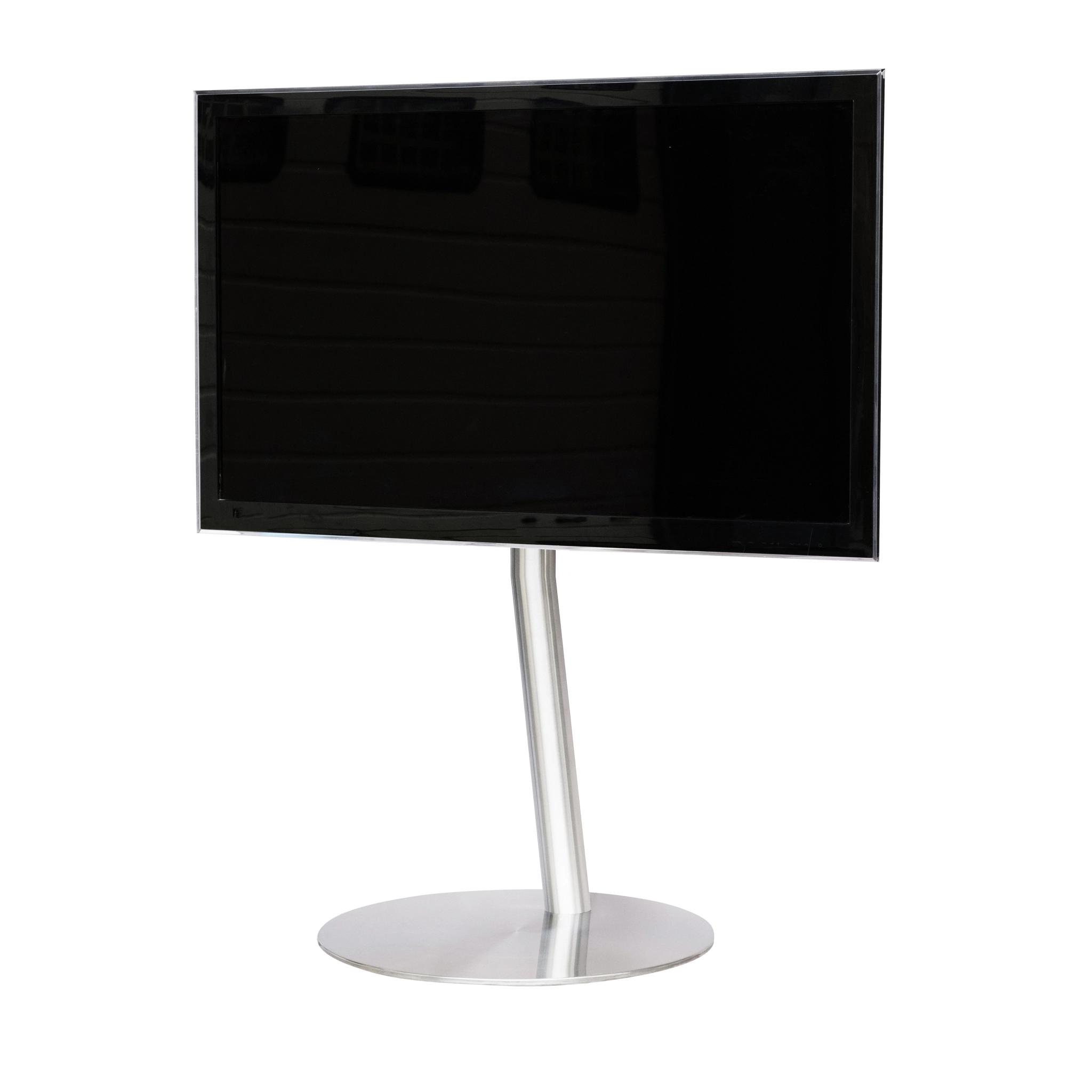 Sinox StandView TV gulvstand, vinklet med drejbar top. 26"-65". Alu finish