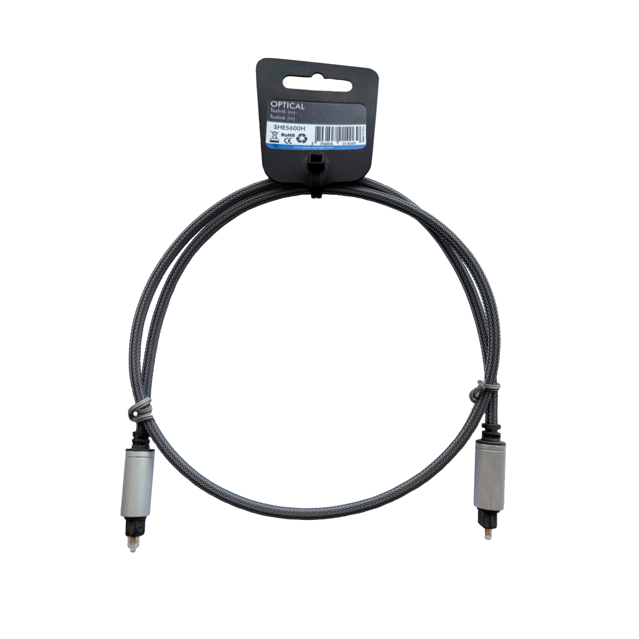 Sinox Optisk kabel. 0,75m. Sort