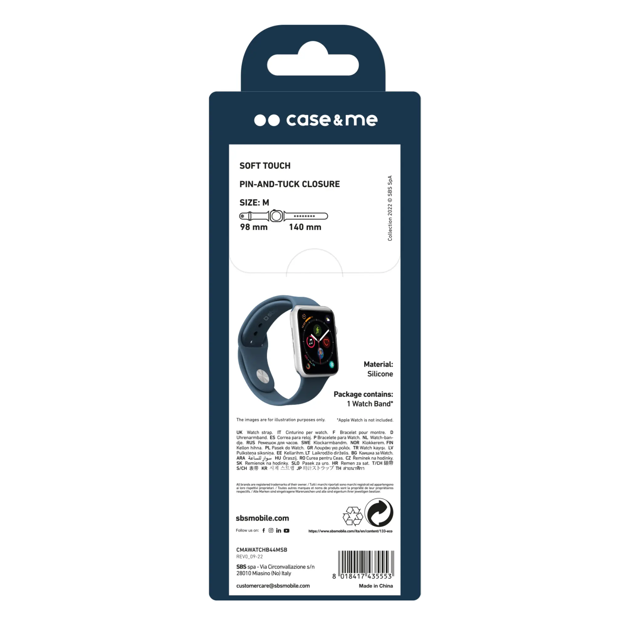SBS silikone urrem til Apple Watch 42/44/45/49mm. Blå