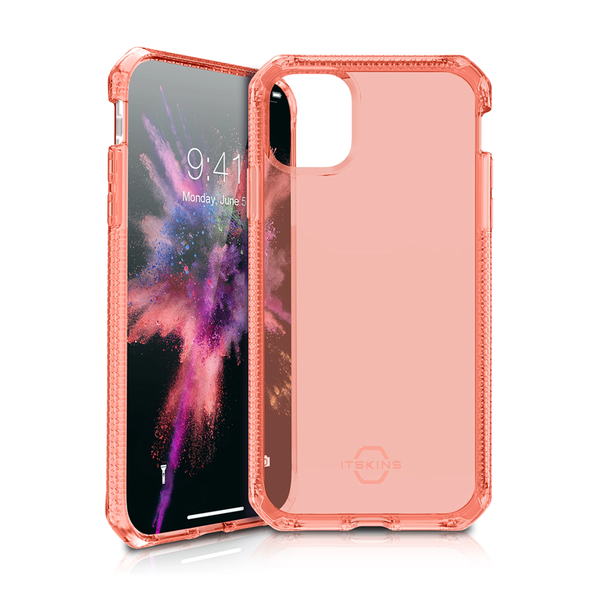 ITSKINS SPECTRUM CLEAR cover til iPhone 11 Pro / XS / X®. Koralrød
