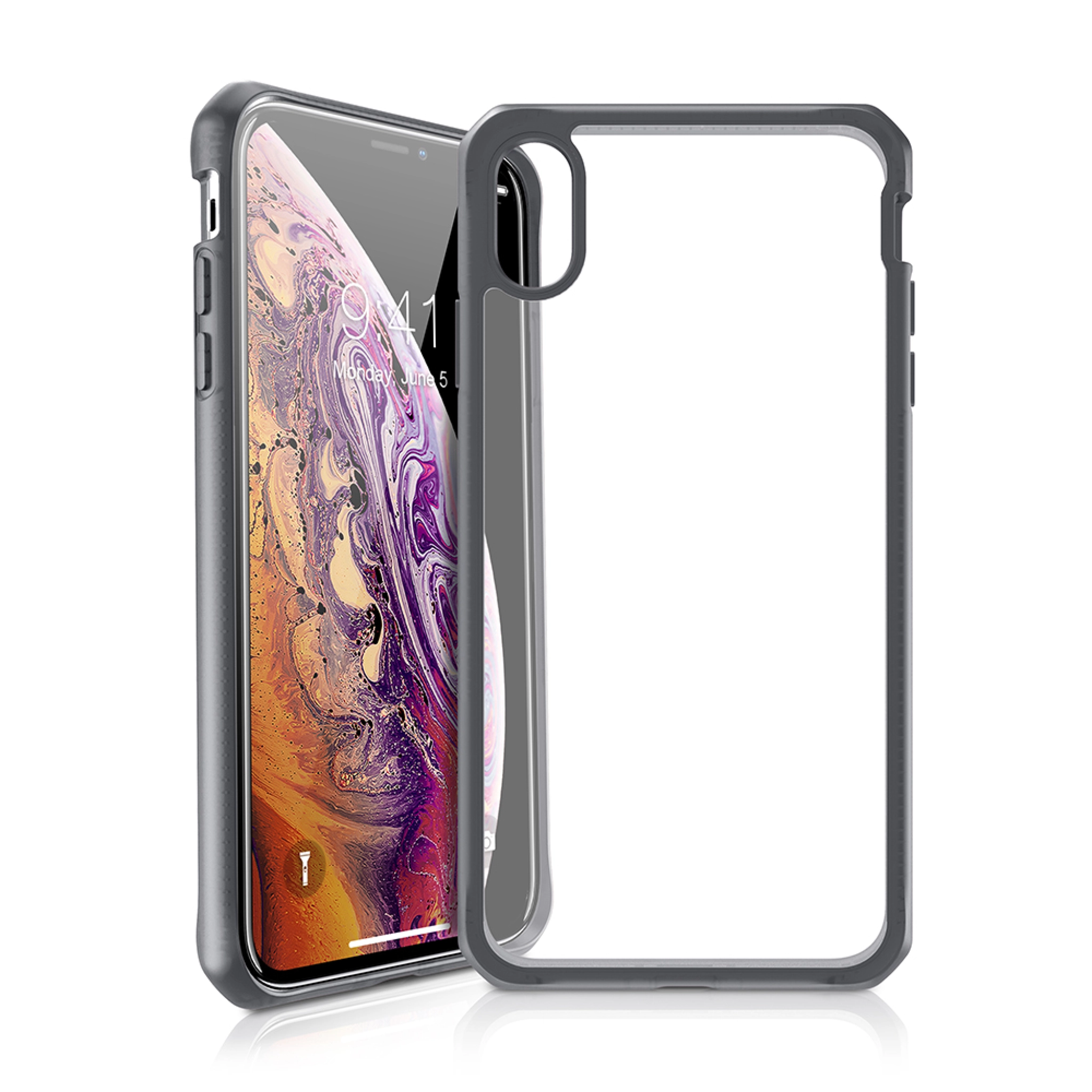 ITSKINS HYBRID FROST cover til iPhone XS / X®. Sort og gennemsigtig