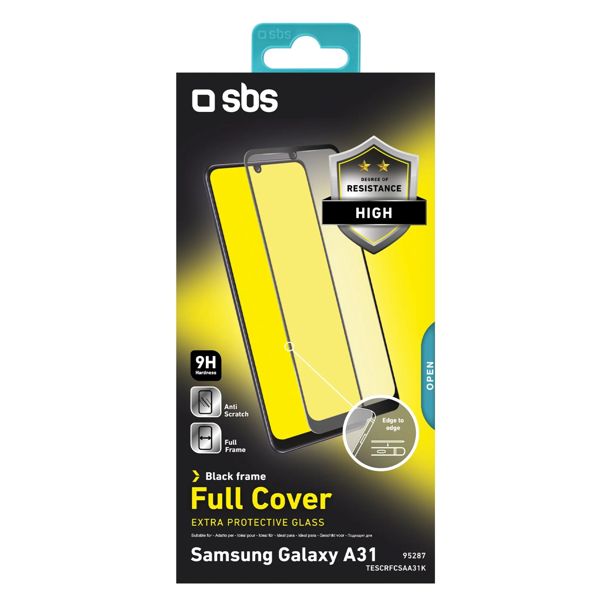 SBS beskyttelsesglas til Samsung Galaxy A31 / A32 4G / A33®. Sorte kanter
