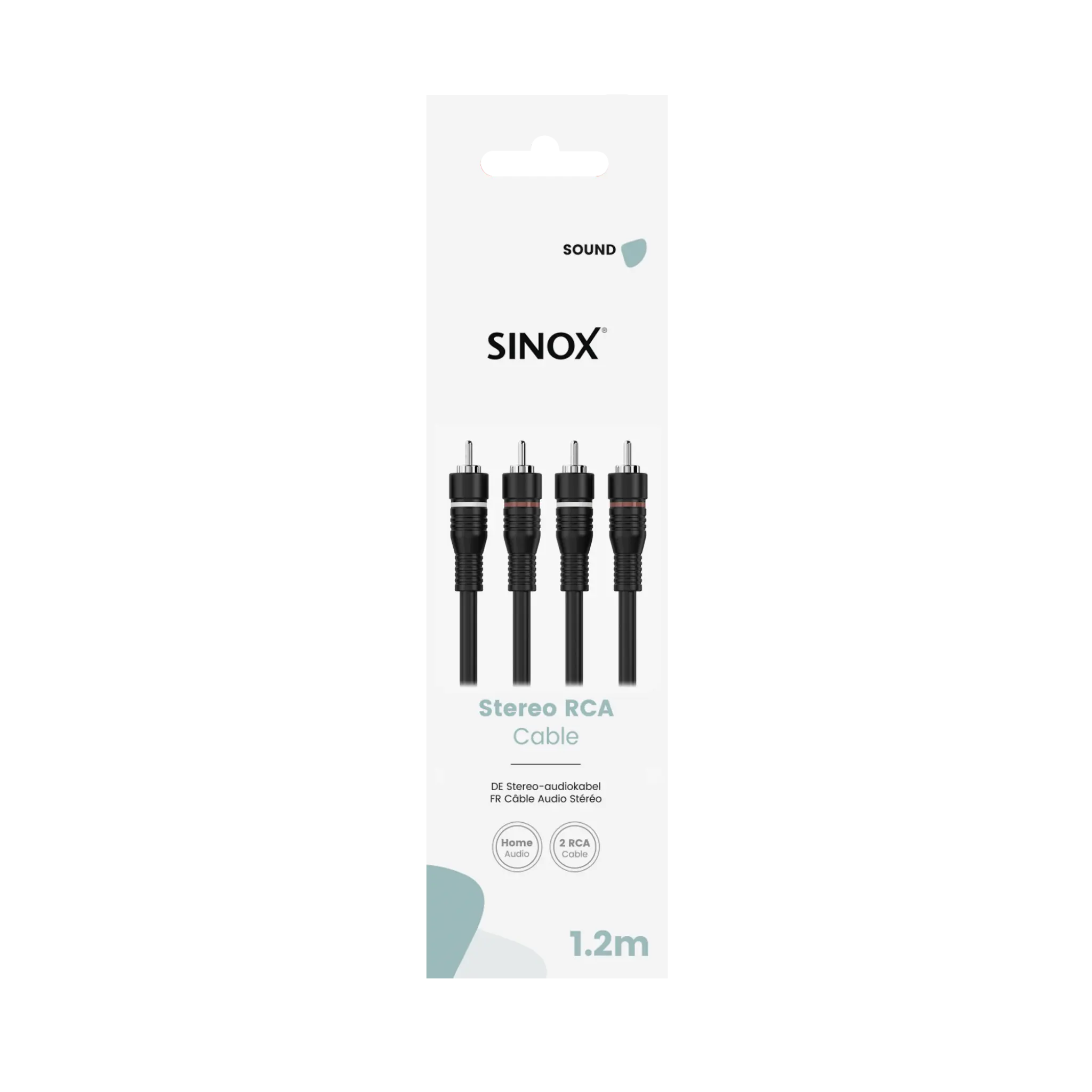Sinox Phono kabel. 1,2m. Sort