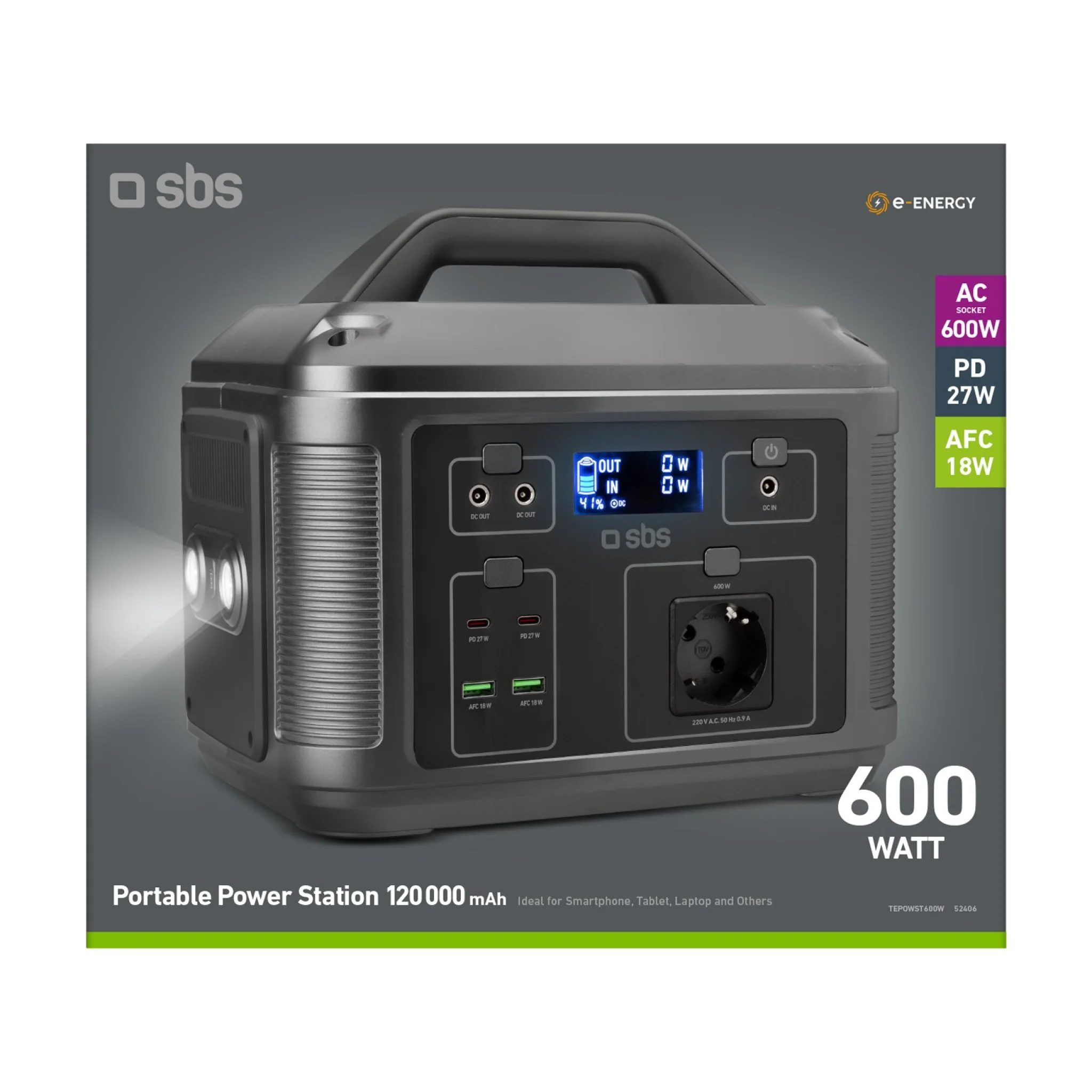 Sbs Portable 600W charging station. Sort