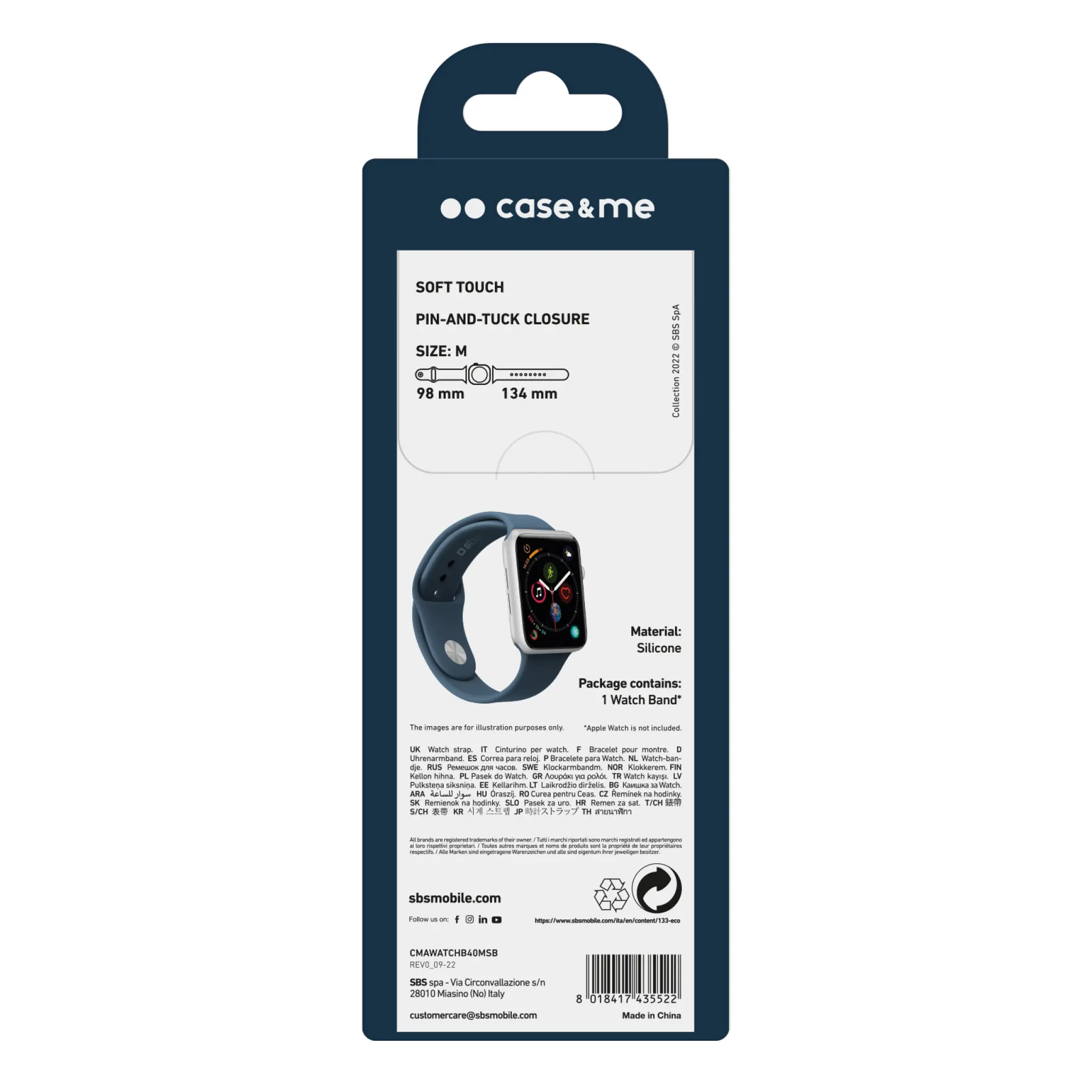 SBS silikone urrem til Apple Watch 38/40/41mm. Blå