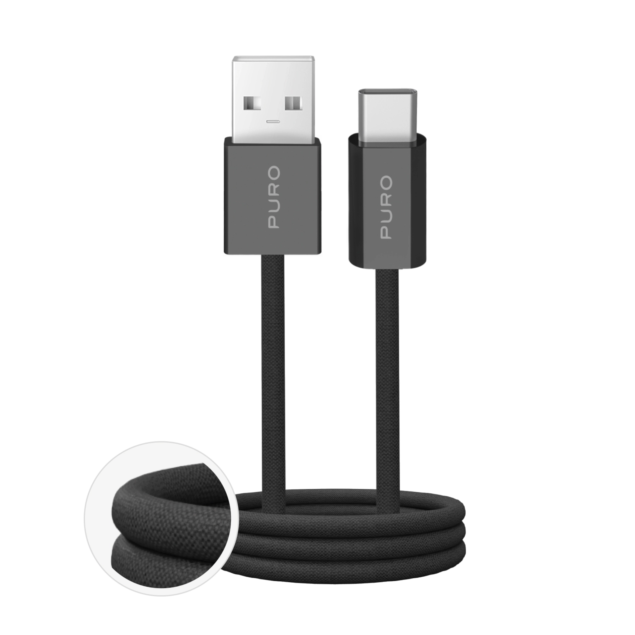 PURO Fabrik 2.0 USB-A - USB-C opladnings- og synkroniseringskabel