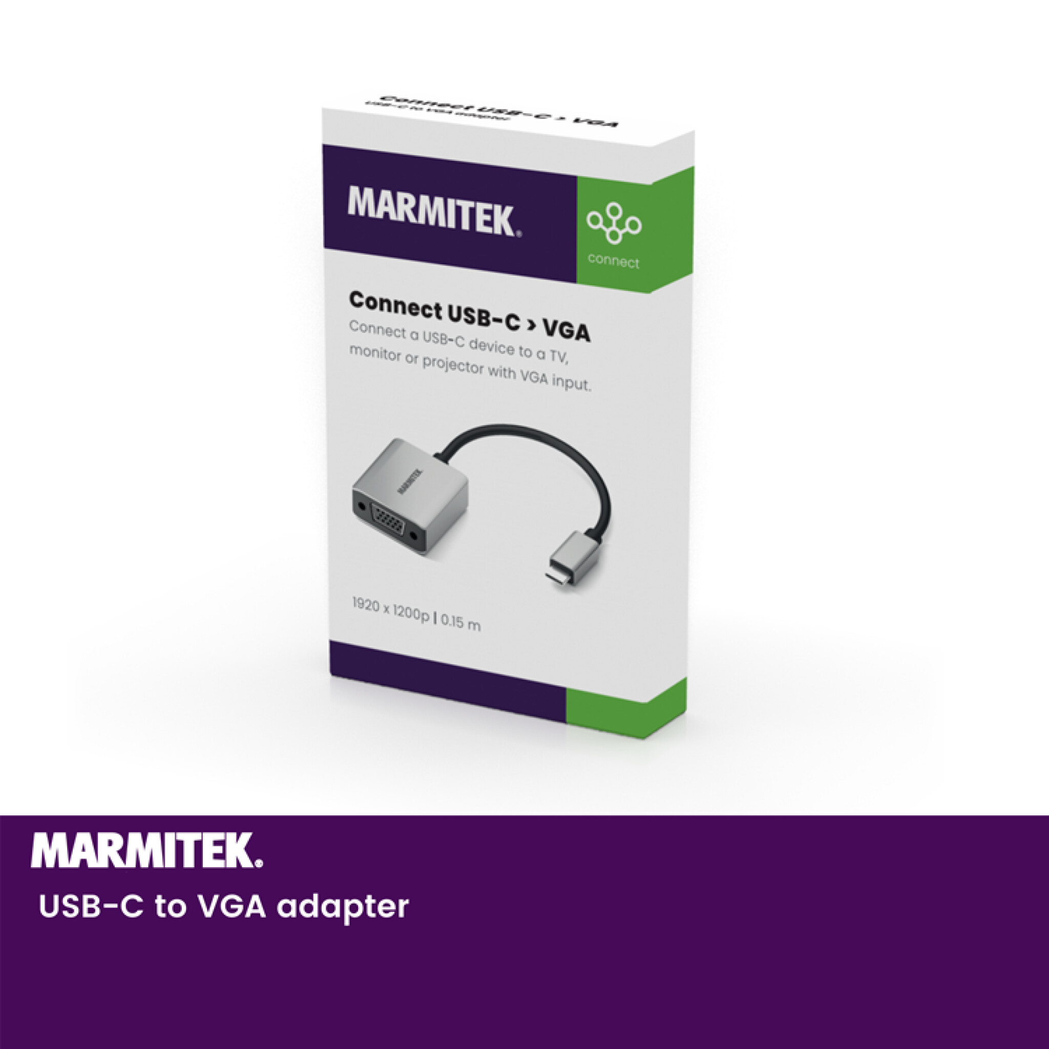 Marmitek USB-C til VGA adapter. 0,15m