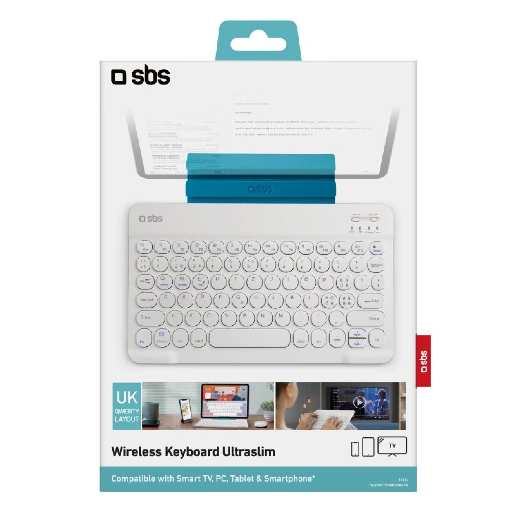 SBS Universal Nordic trådløst tastatur med standerfunktion