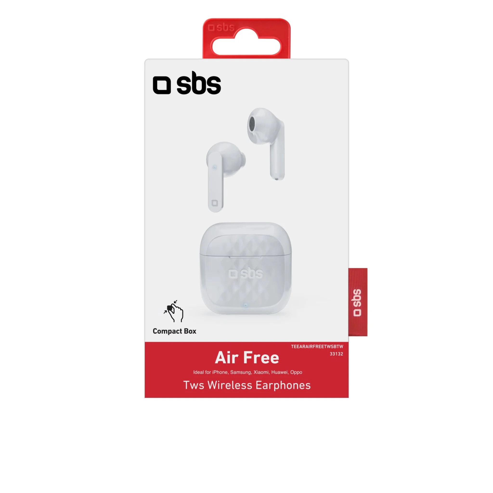 SBS Air Free TWS trådløse høretelefoner. Hvid