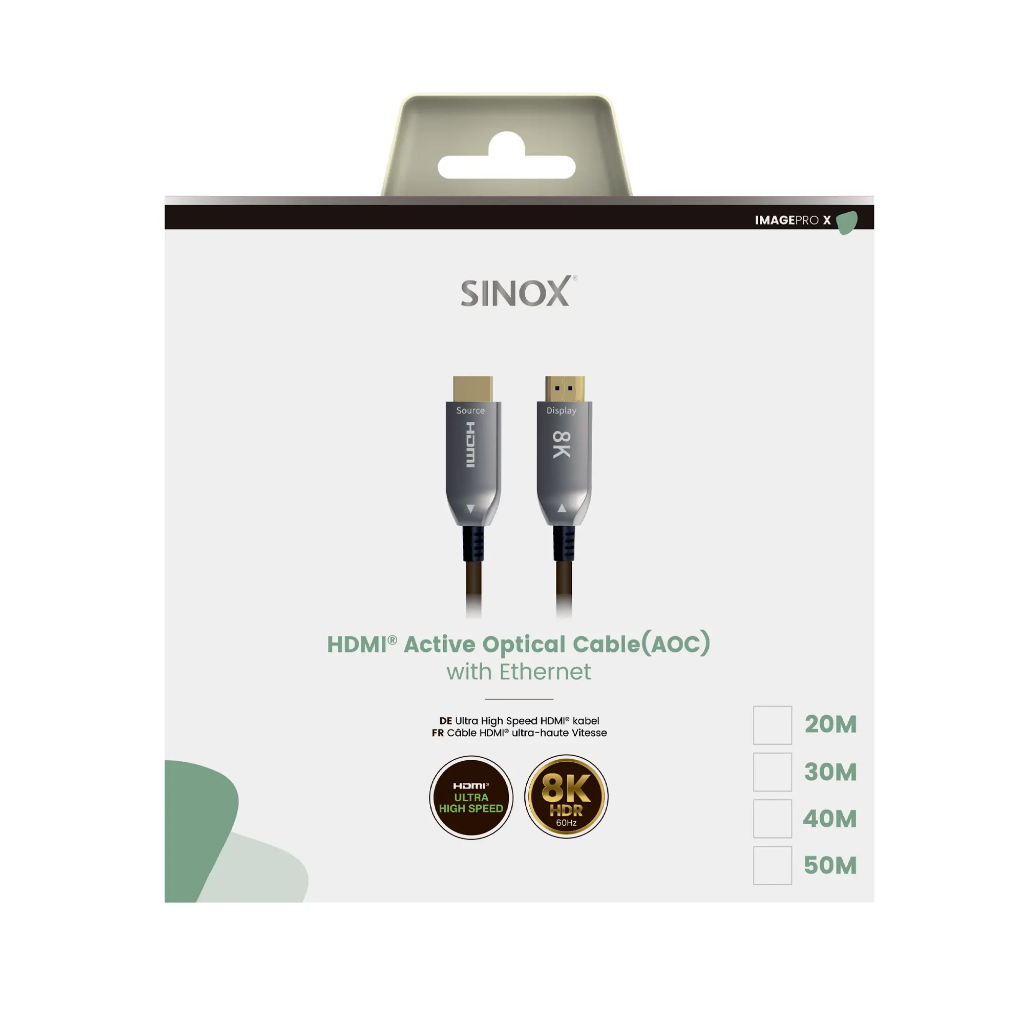 Sinox PRO X HDMI™ Optisk kabel 8K60Hz+E. 20m. Sort