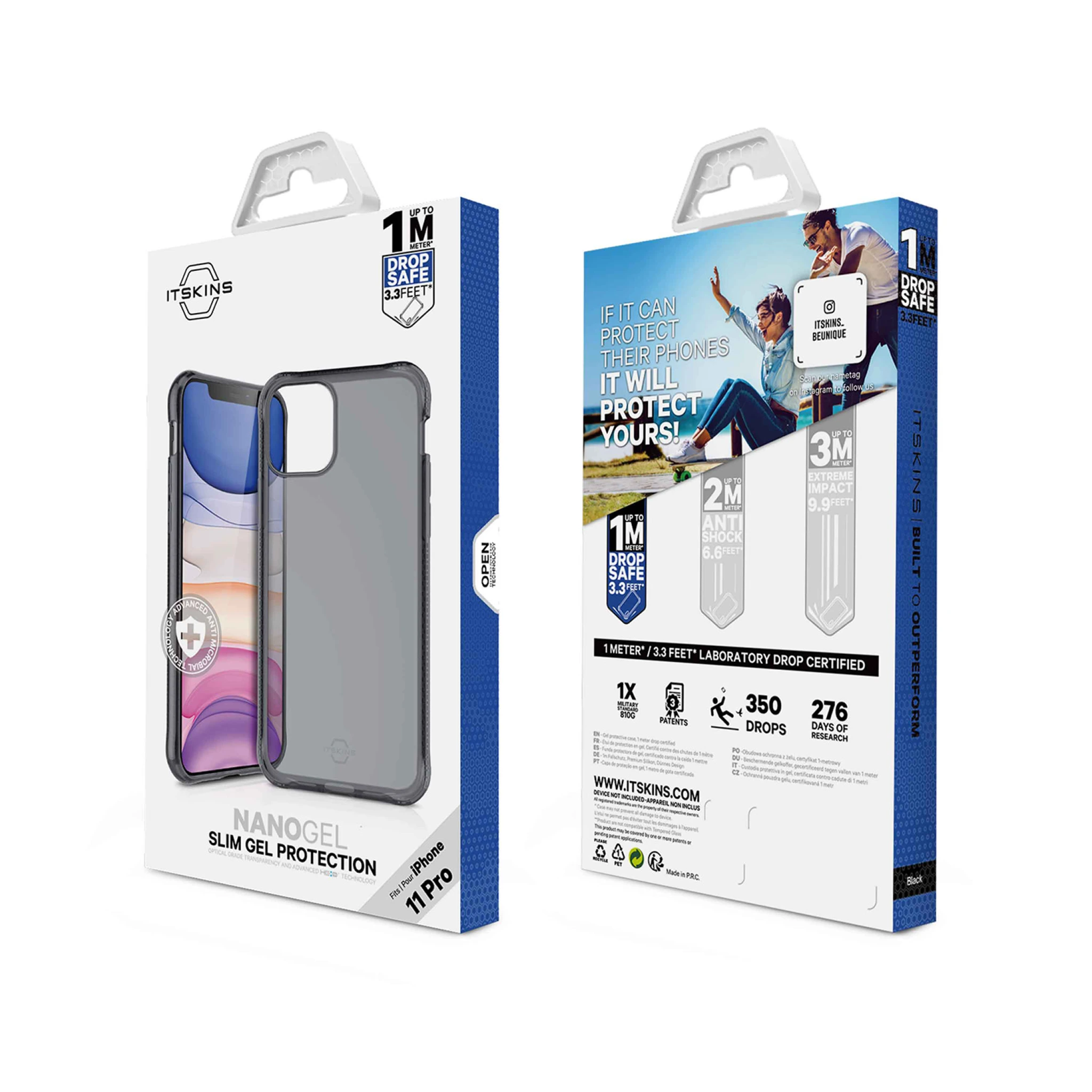 ITSKINS NANO GEL cover til iPhone 11 Pro / XS / X®. Sort ITSKINS NANO GEL cover til iPhone 11 Pro / XS / X®. Sort