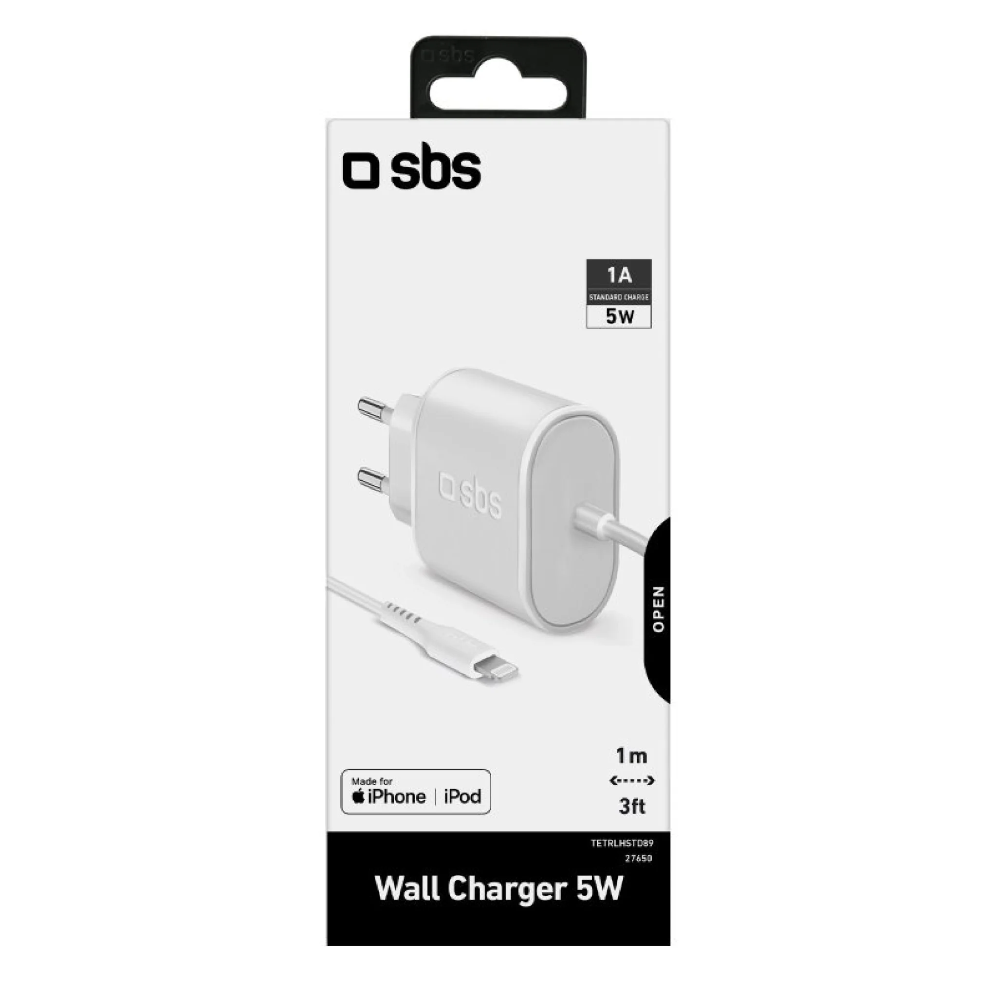 SBS 5W rejseoplader til iPhone, iPad og iPod. Hvid