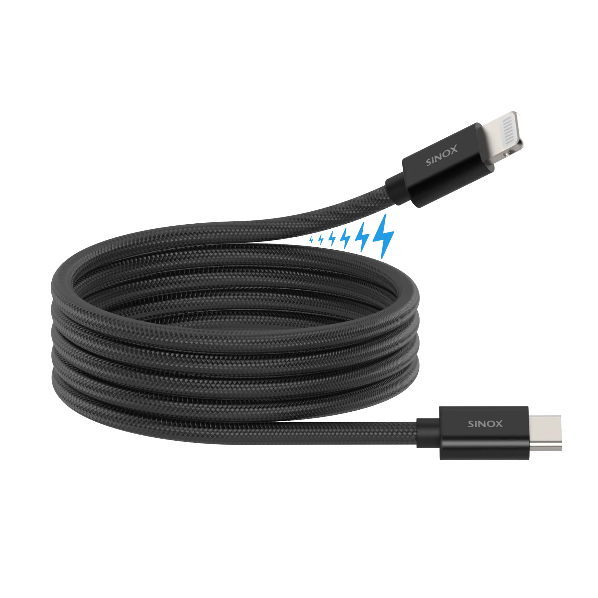 Sinox PRO USB C til Lightning magnetisk kabel. 1m. Sort