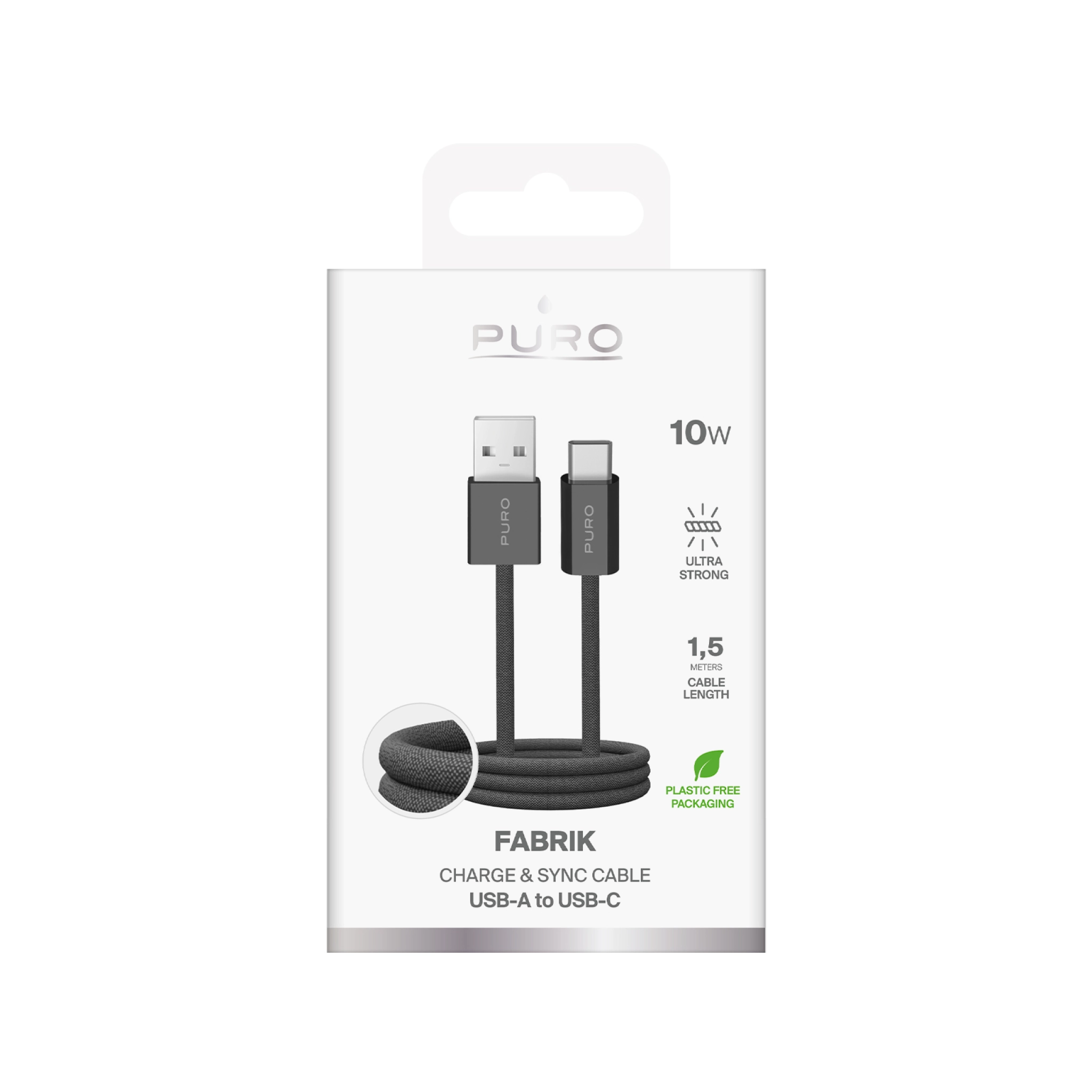 PURO Fabrik 2.0 USB-A - USB-C opladnings- og synkroniseringskabel